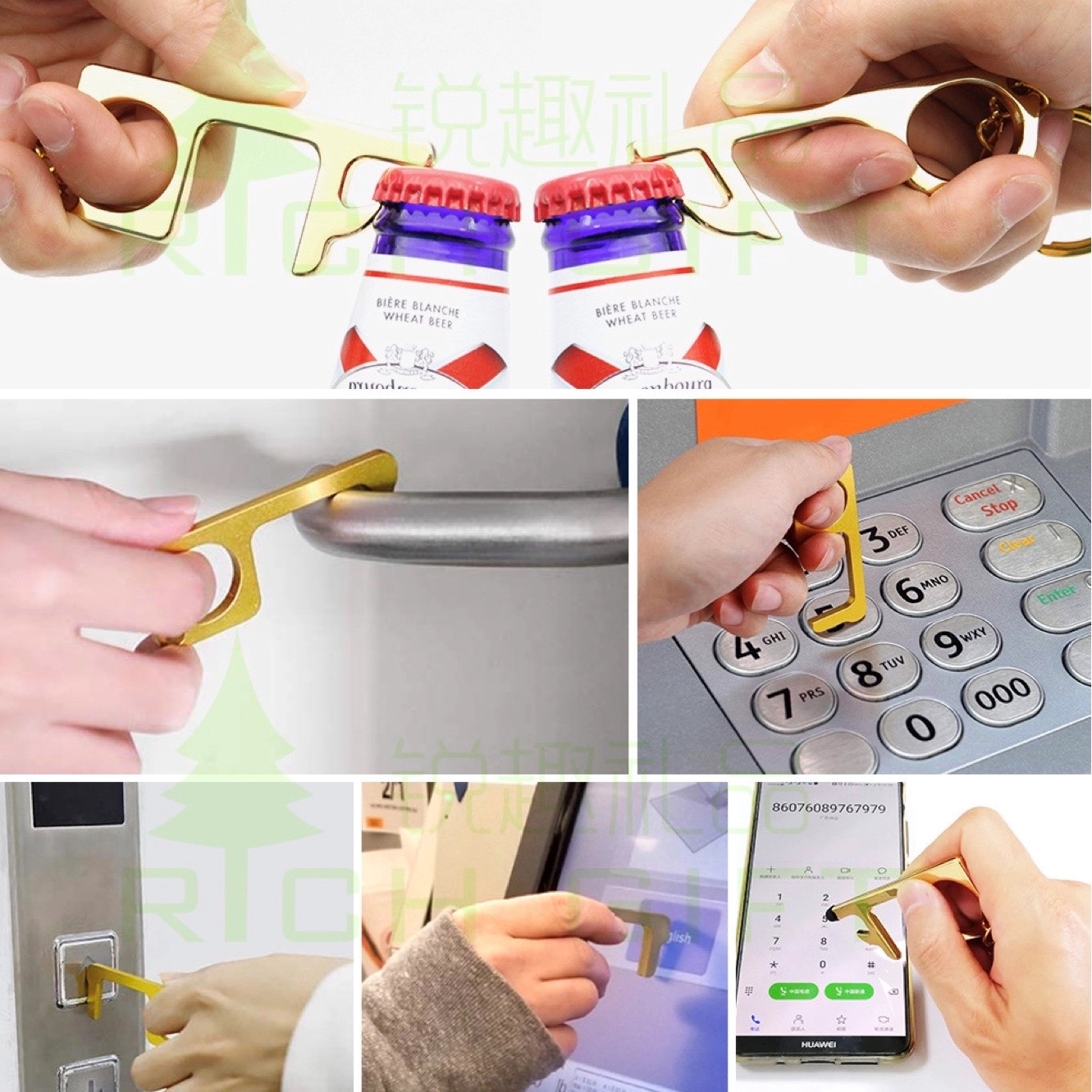 Safe Touch contactless Keychain 2 (Copper kills virus) 6