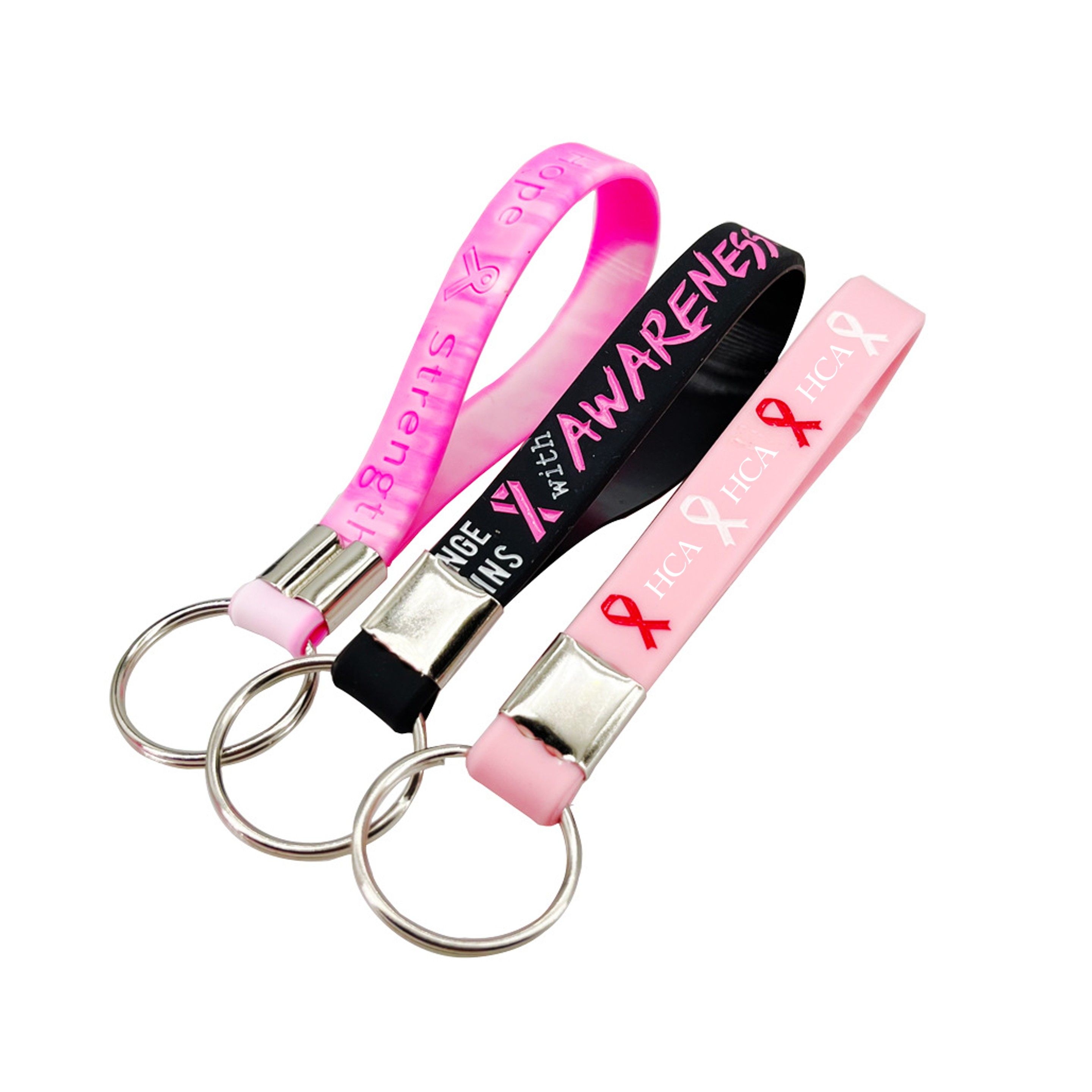 Pink Ribbon Silicone Keychain 4