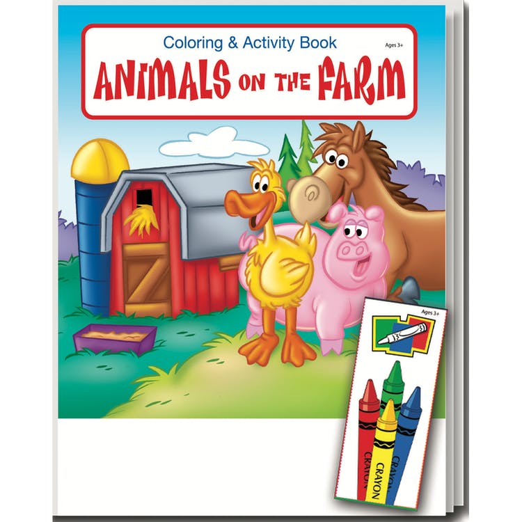 Farm Animals Coloring & Activity Book Sets - 4 Pack Crayons Ages 3-11 1