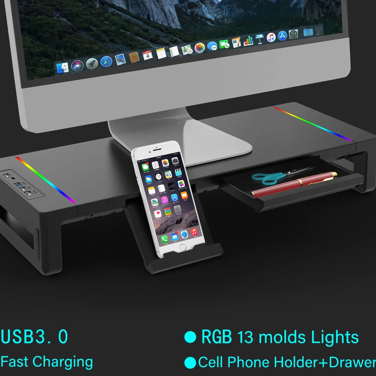 Laptop Computer Stand Riser Bed Fold Desk with USB Ports 4