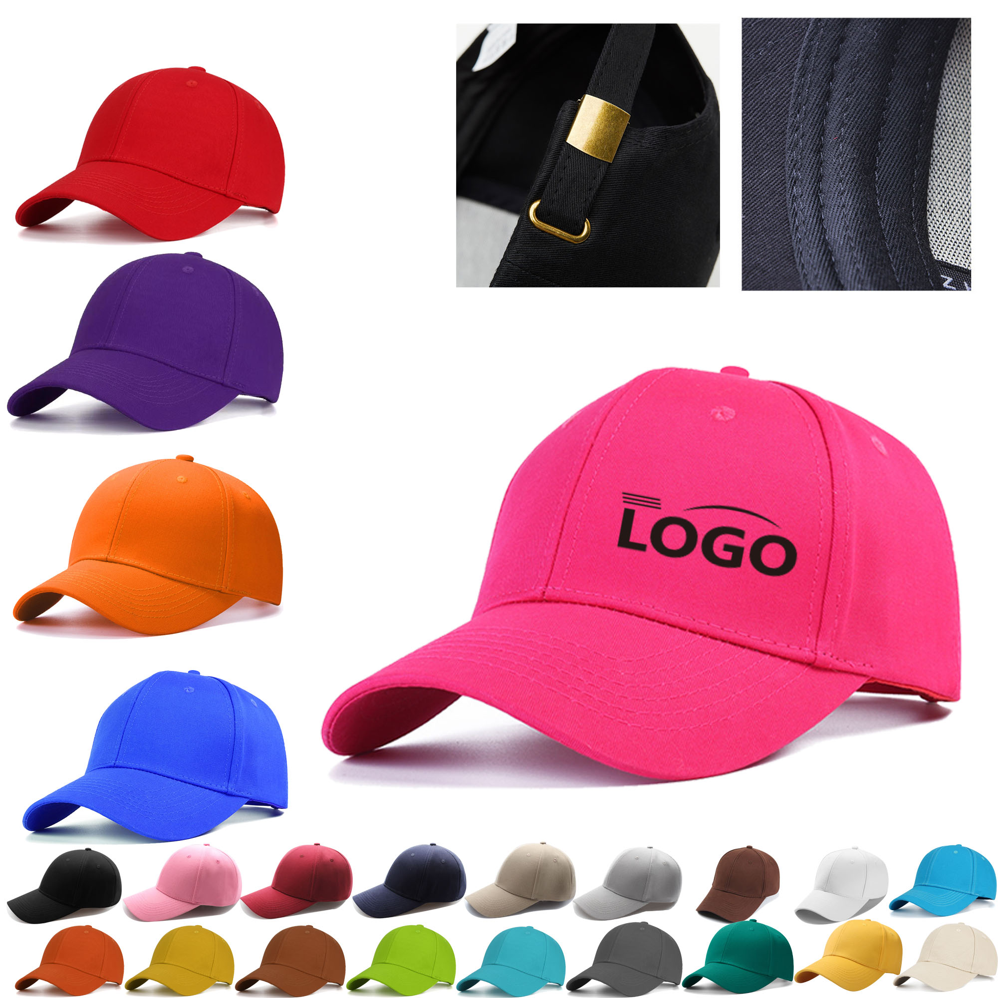 MOQ100 Classic Cotton Baseball Hat Customizable Logo 2