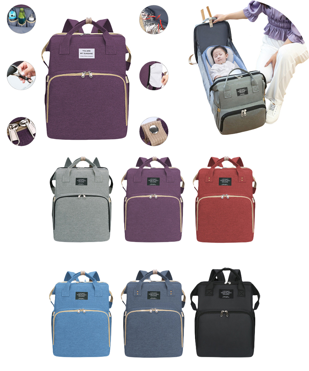 Mummy Stroller Diaper Bag Nappy Foldable Bed Backpack 4