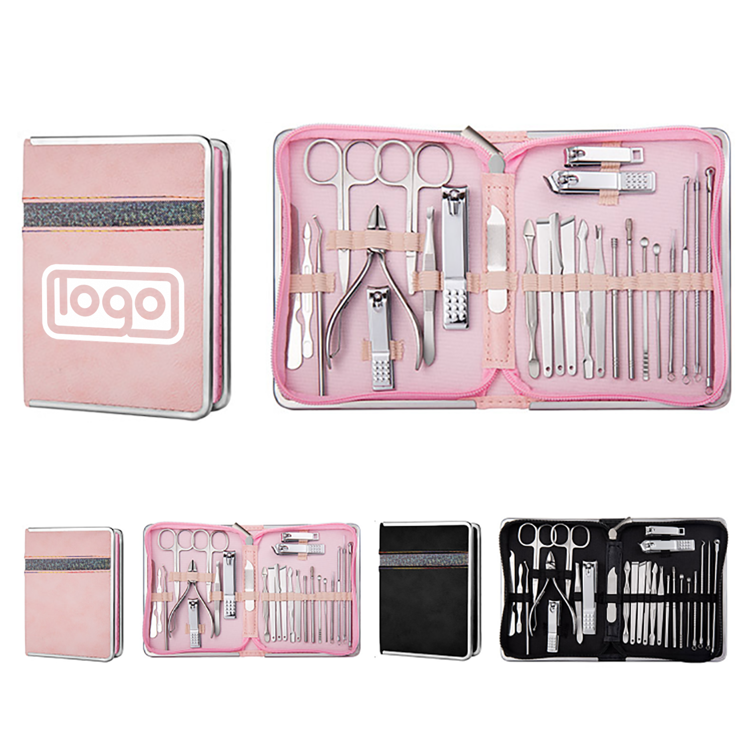 Stainless Steel Beauty Set w/ Zipper Bag 3