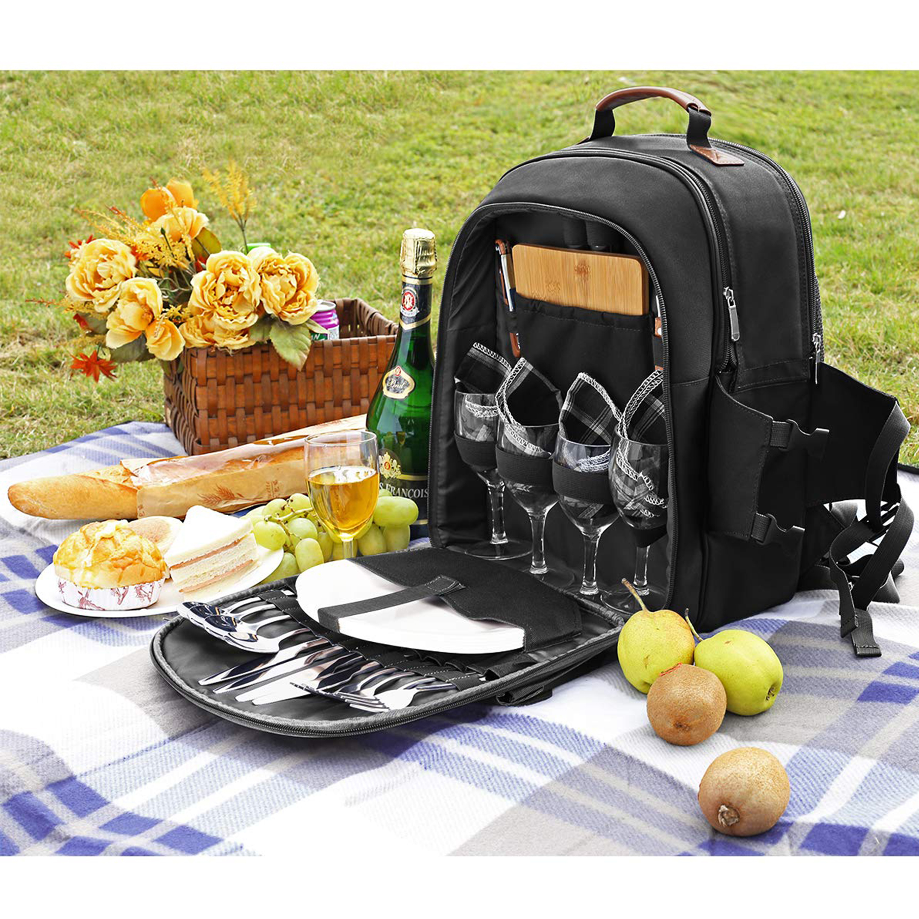 Oxford 4 Person Insulated Cooler Wine Pouch Picnic Lunch bag 1