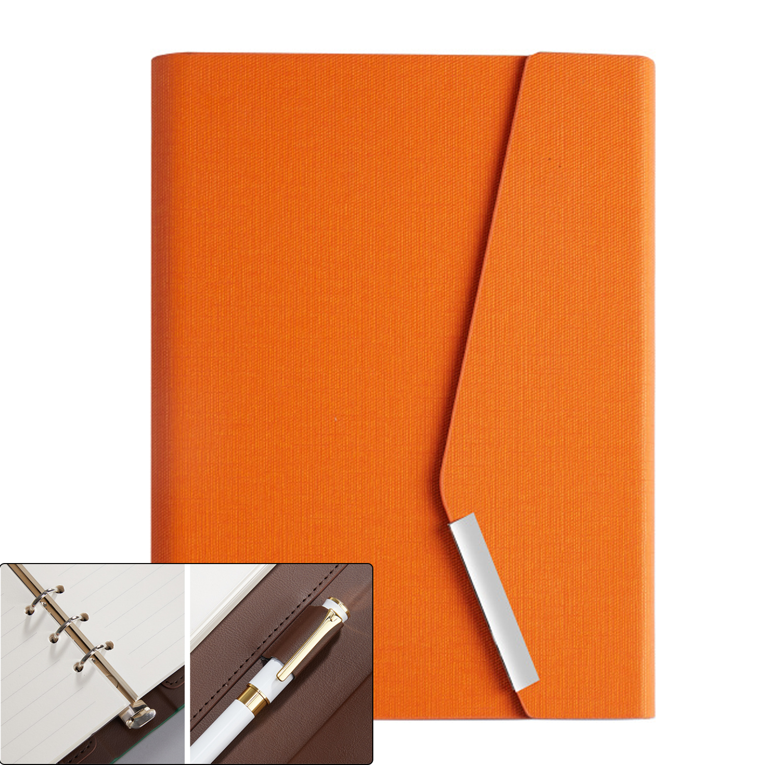 Faux leather three fold tower buckle notebook set gift box 6