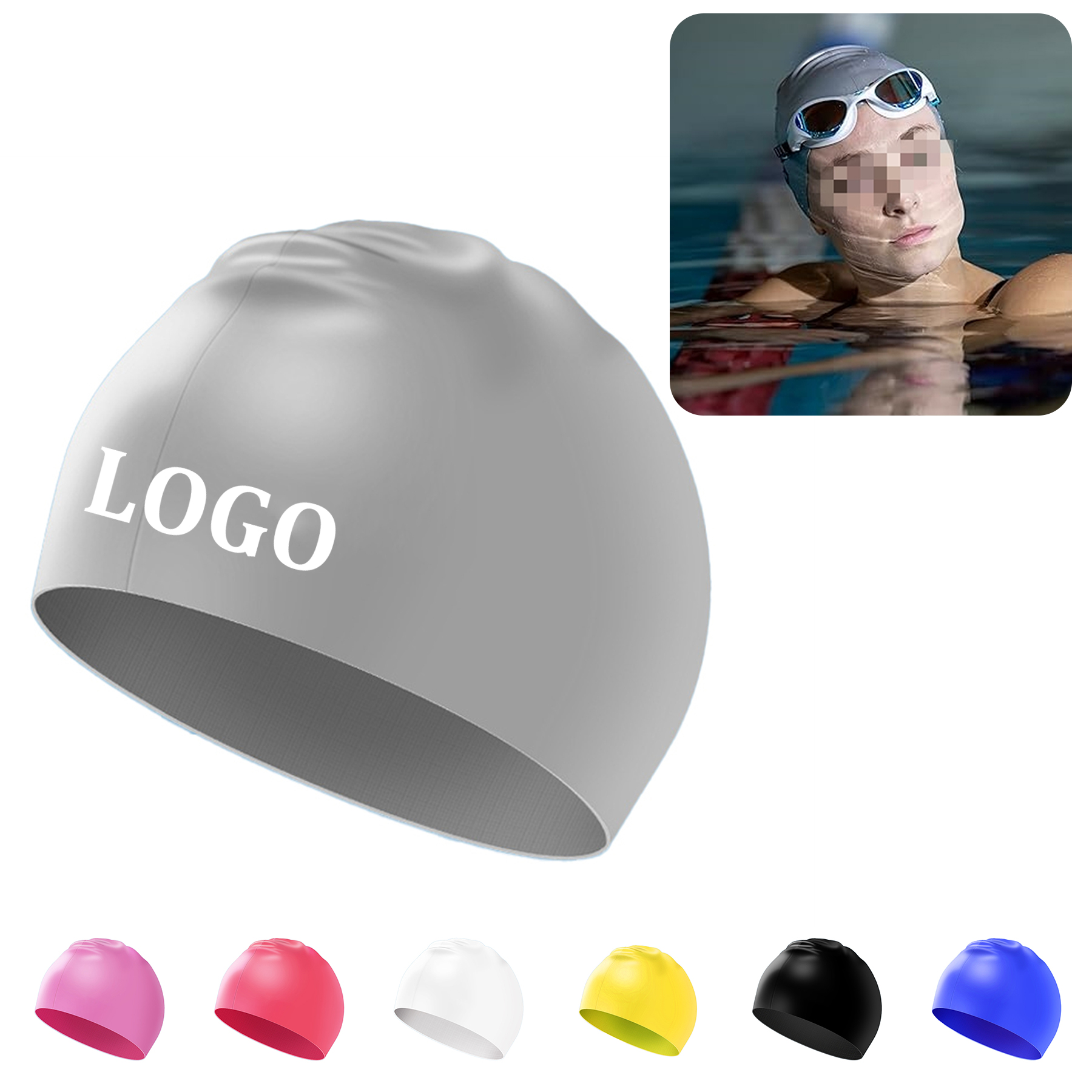 Classic Unisex Soft Silicone Swim Cap 8