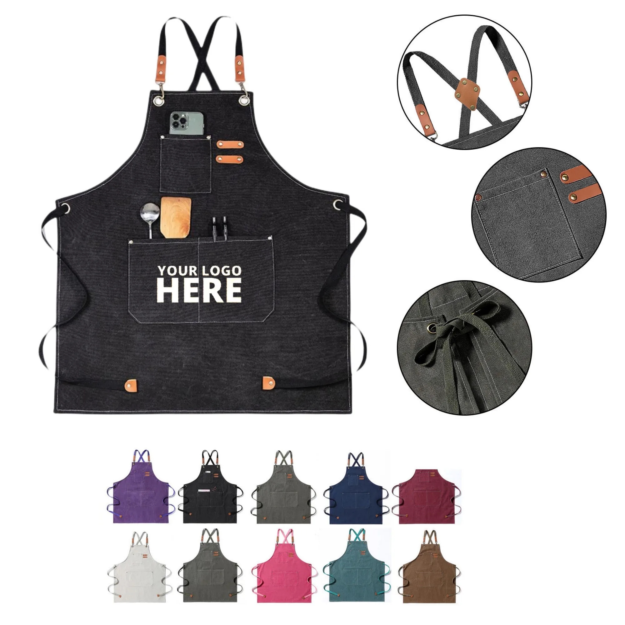 Cotton Canvas Cross Back Heavy Duty Adjustable Work Apron 5