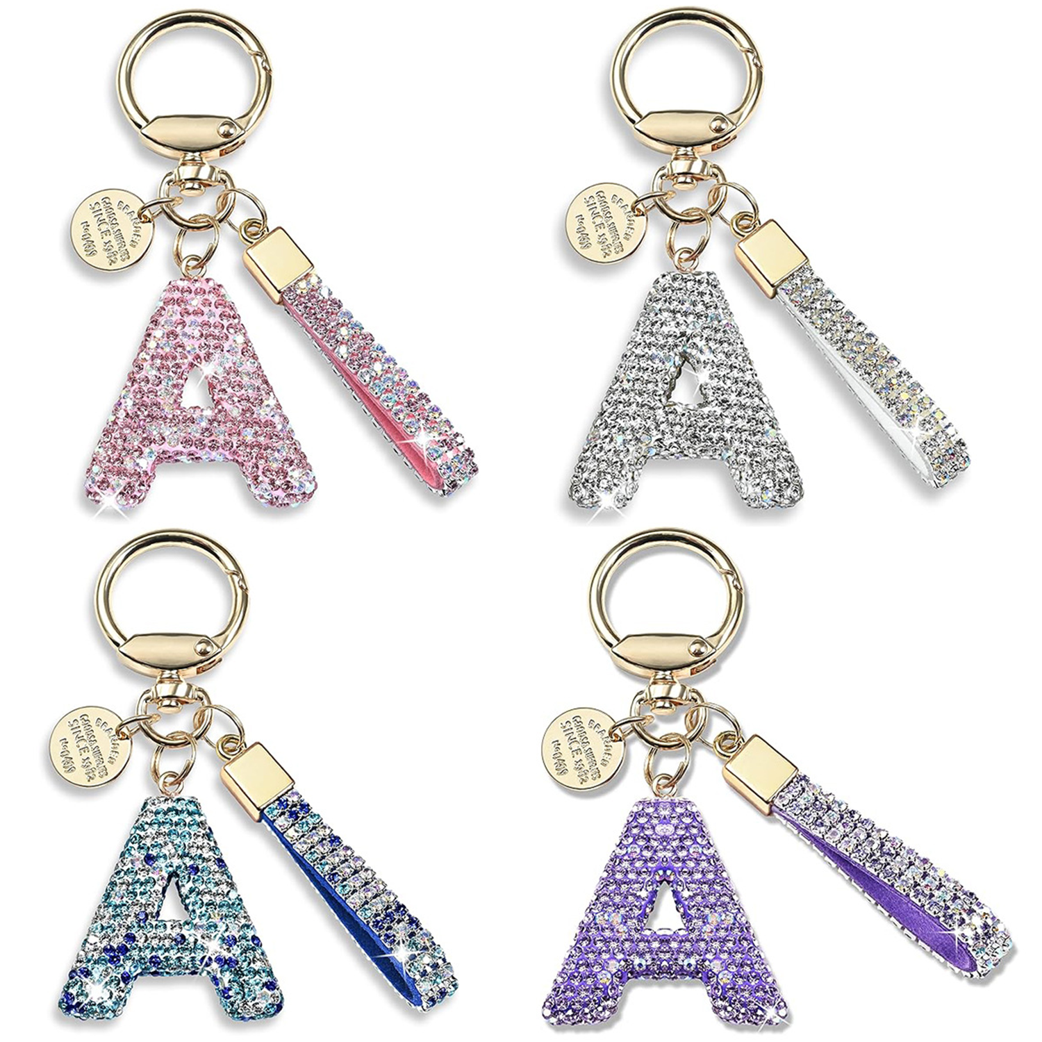 Sparkly Initial Letter Alloy Keychain 2