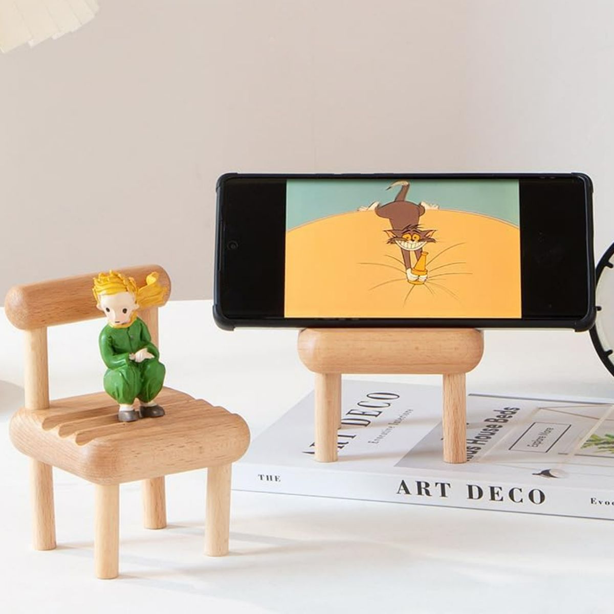 Mini Wooden Chair Phone Stand Desk Display Mobile Holeder 3