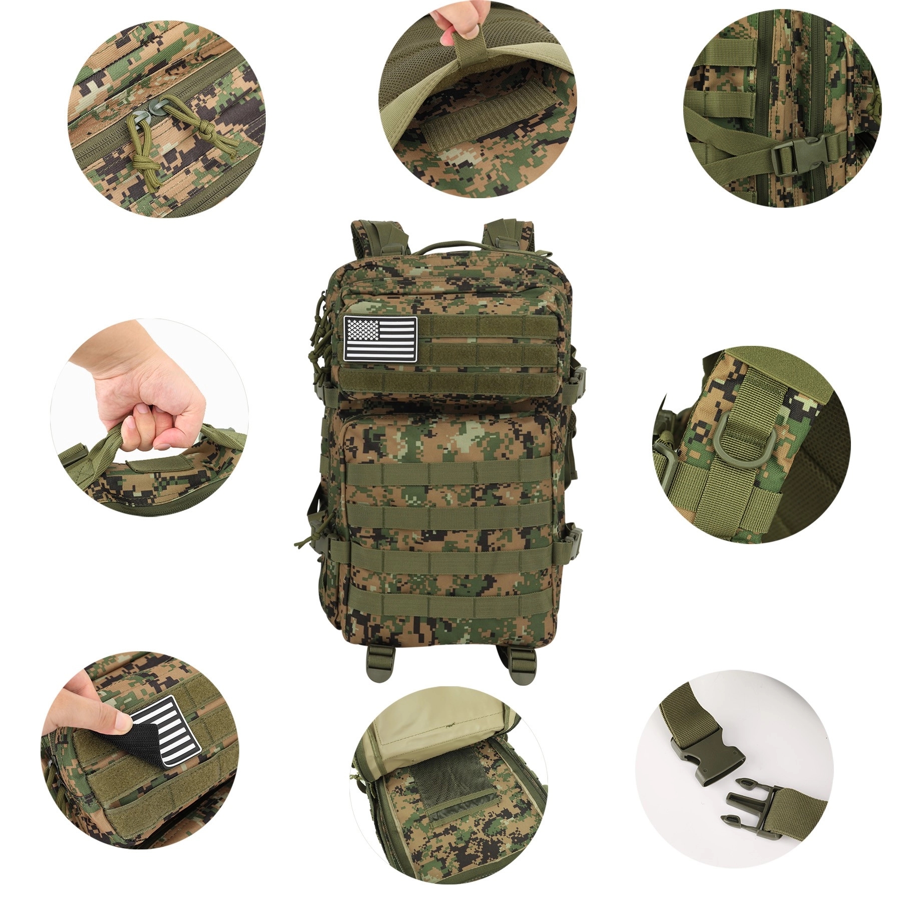 Large Water Resistant MOLLE Tactical Style Backpack 2