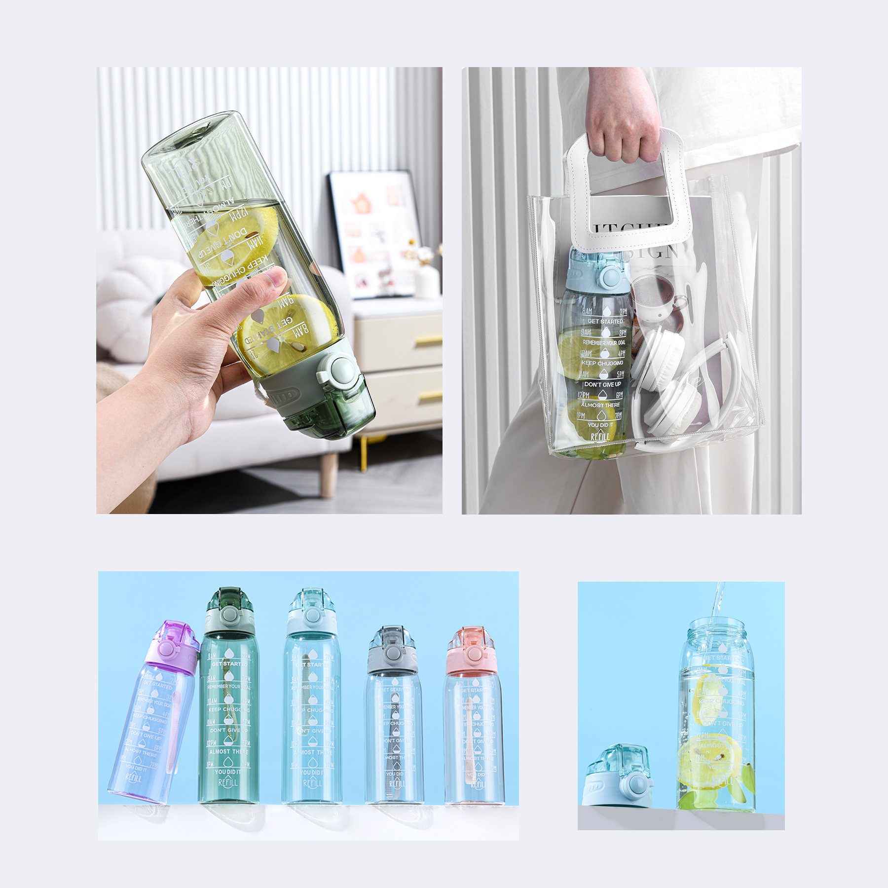 32 oz 24 oz Water Bottle With time Marker 2