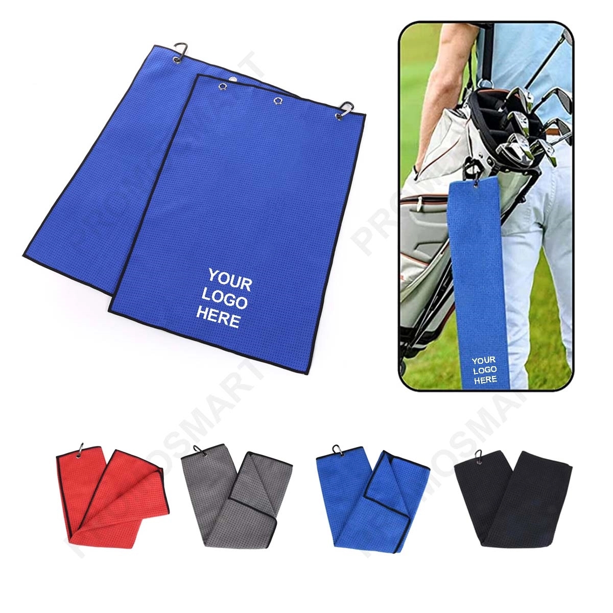 Embroidered Microfiber Waffle Golf Towel 2