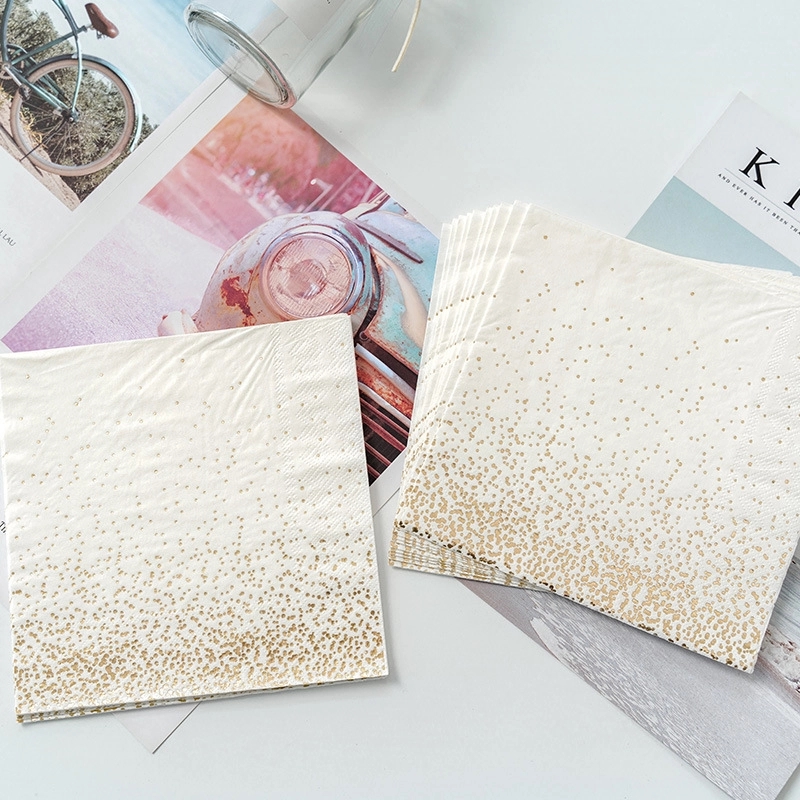 Custom Gold Dot Confetti Paper Napkins 5