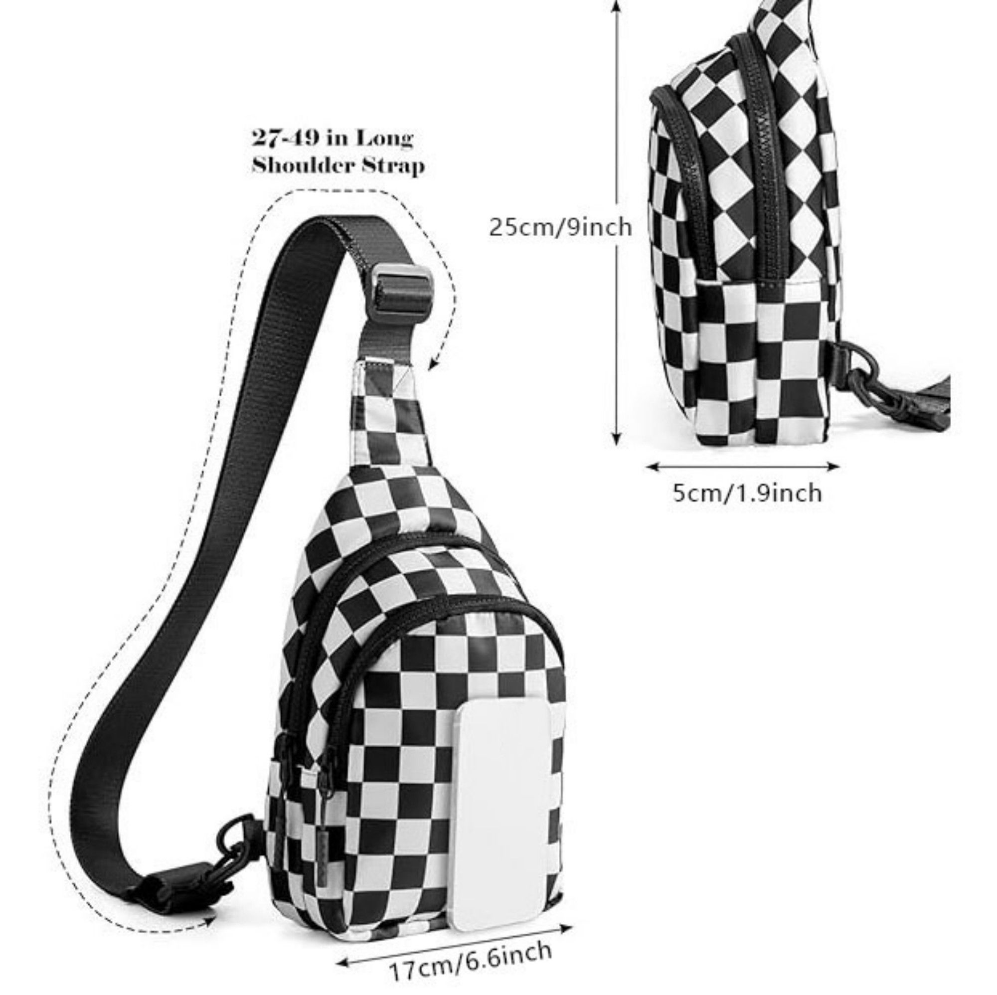 Outdoor Nylon Chest Bag With Grid Pattern 2