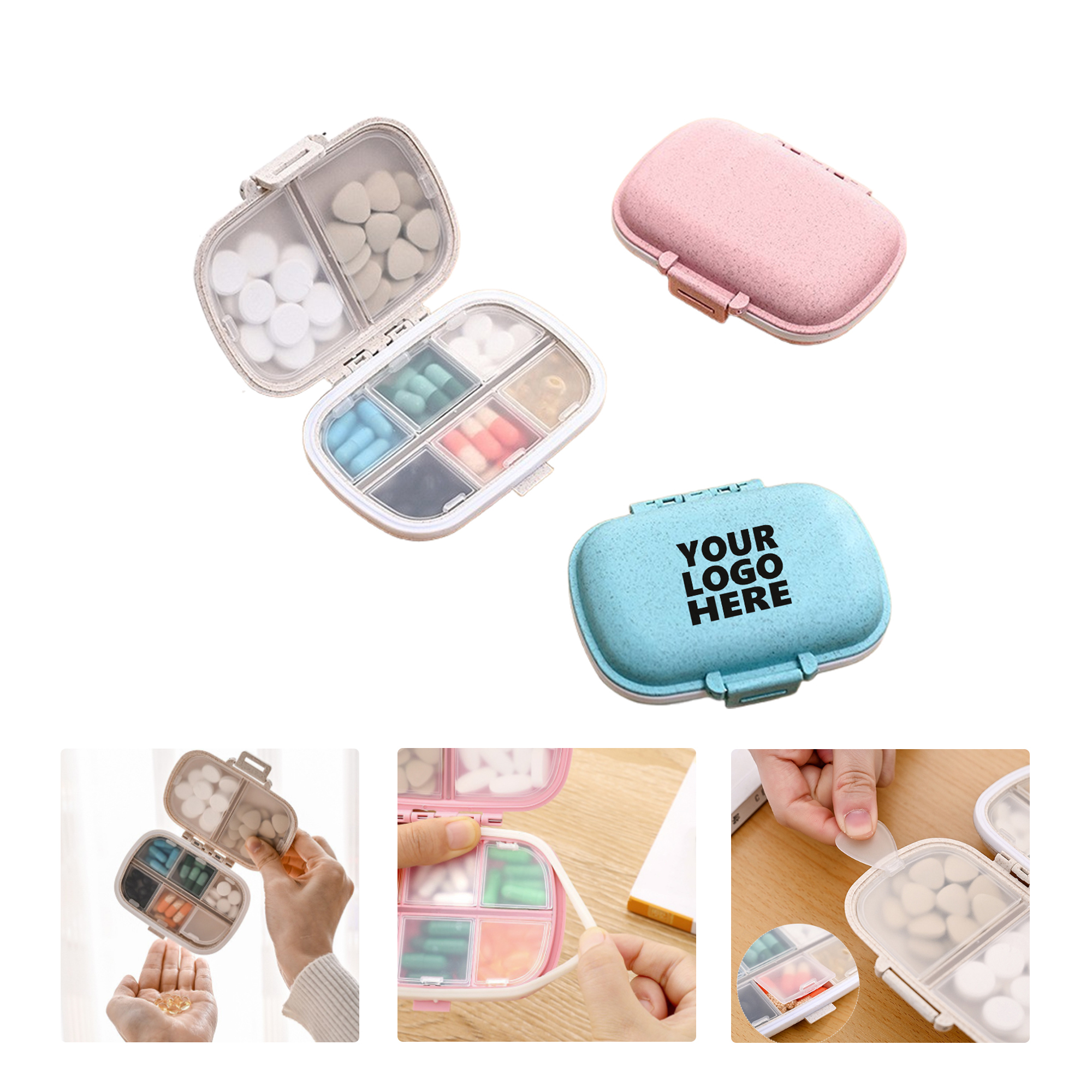 MOQ50 Portable 8-Compartment Sealed Pill Box Organizer 2