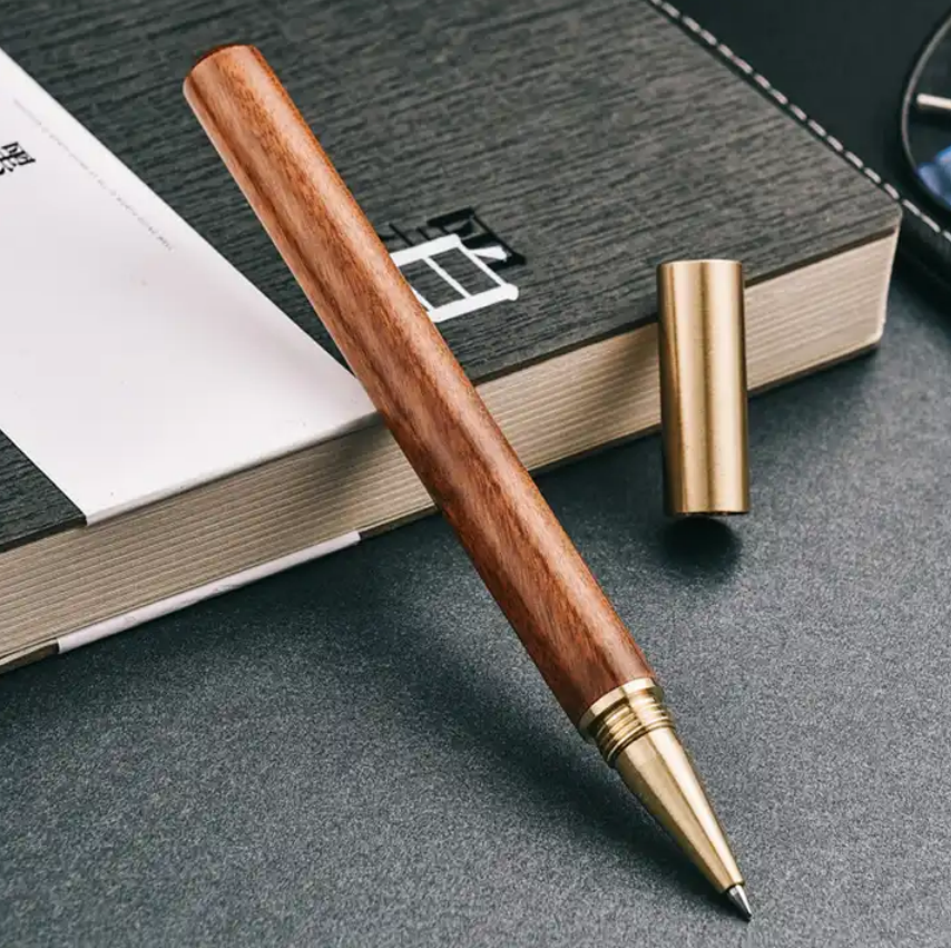 Wooden Rollerball Pen With Brass Cap 1
