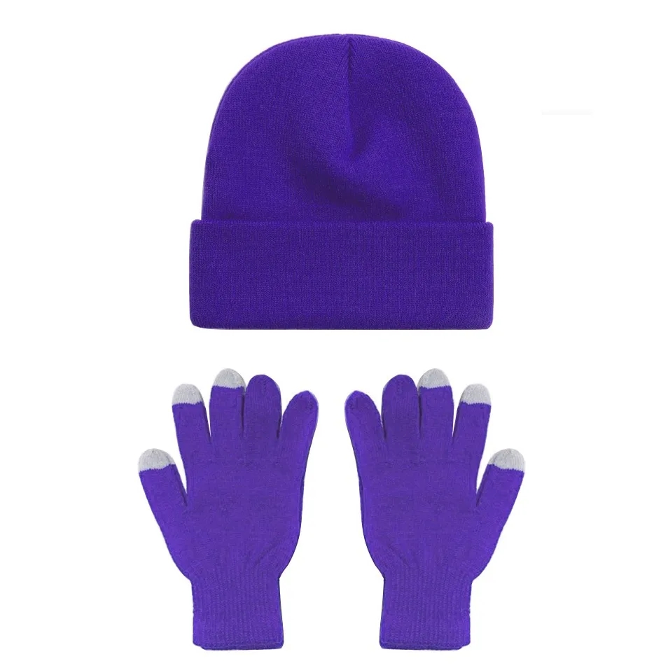 Winter Beanie Hat Gloves Set 8
