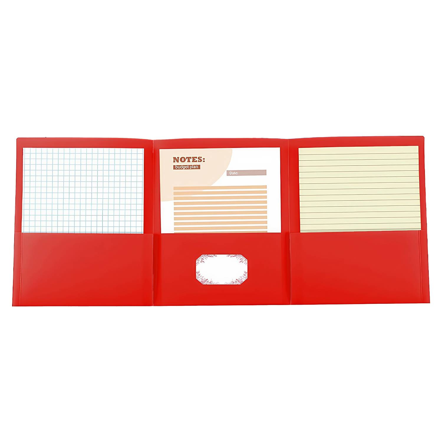 3-Pocket Tri-Fold Plastic Folder w/ Card Holder 2