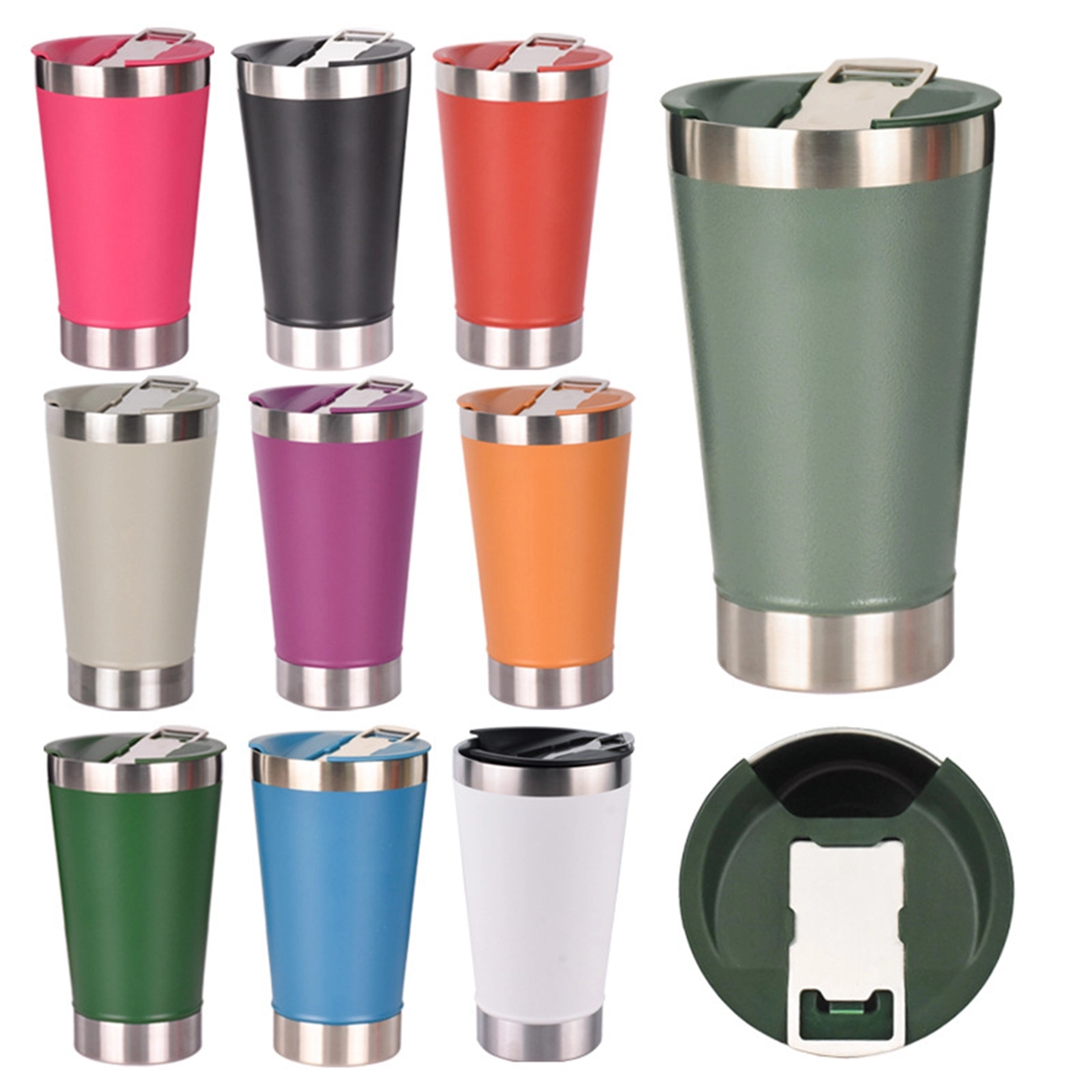 16 Oz. Stainless Steel Insulated Tumbler with Bottle Opener 16