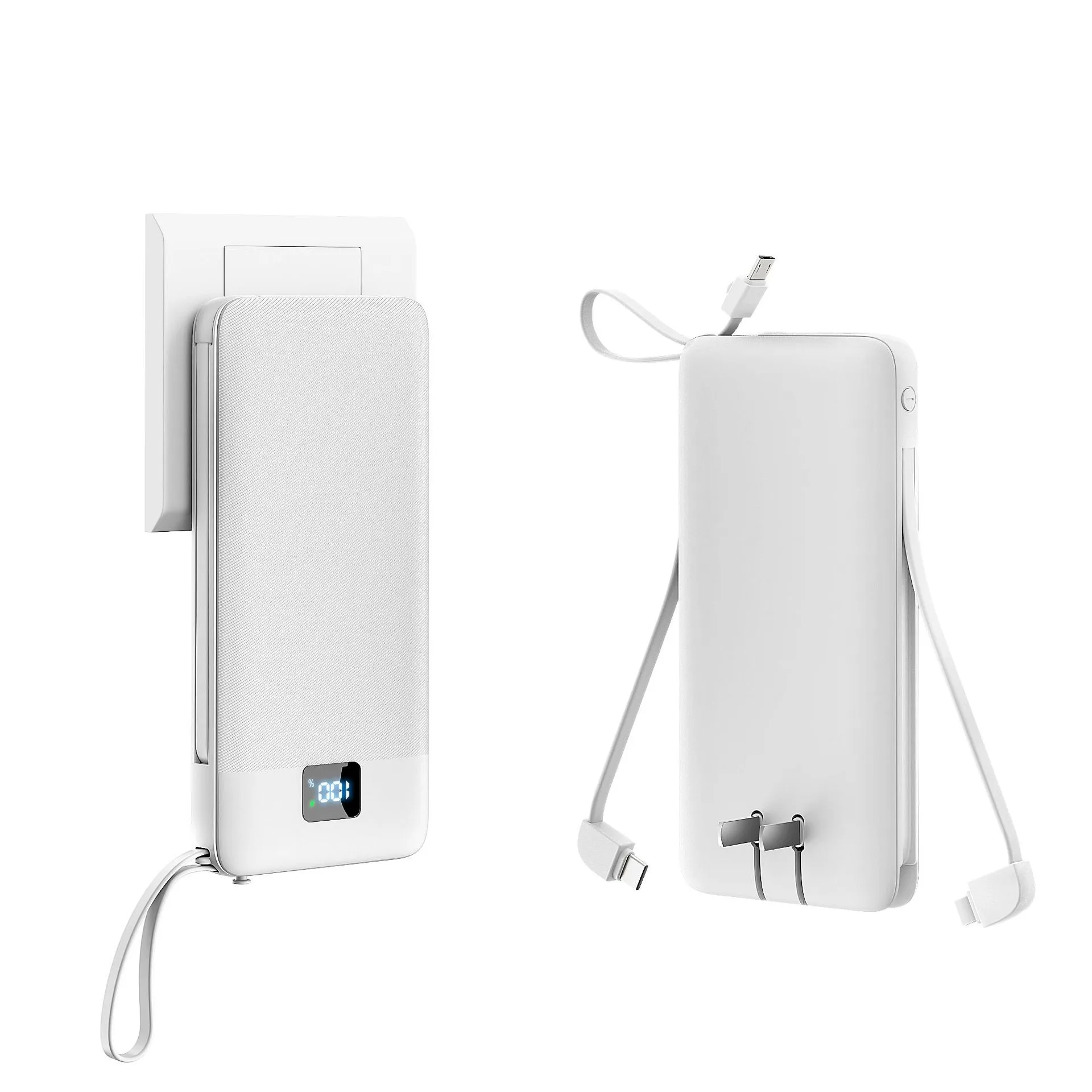 10000mAh Power Bank with Built-in Cables and AC Wall Plug 1