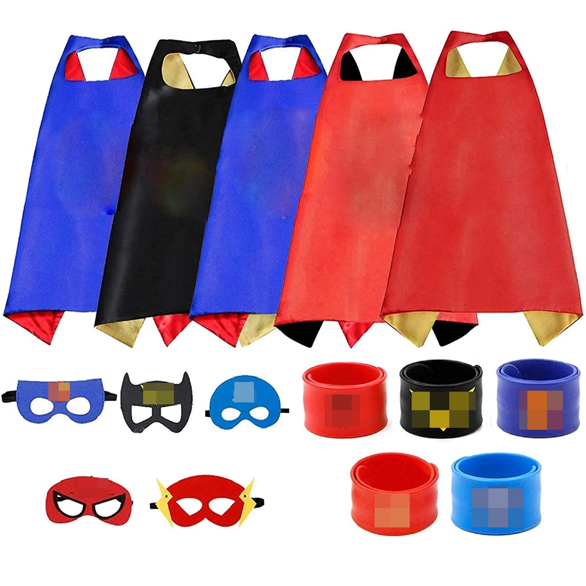 Halloween 5Pcs Superhero Capes Set And Slap Bracelets 1
