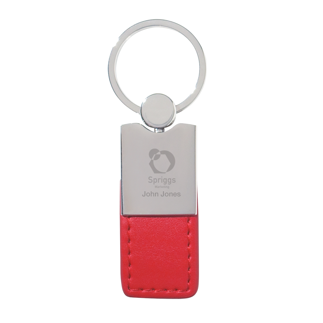 Metal/Simulated Leather Key Tag 3
