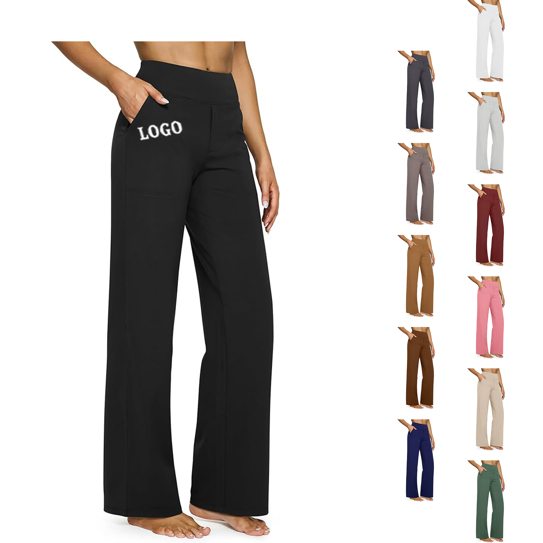 High Waisted Stretch Yoga Pants Women's Wide Leg Pants 9