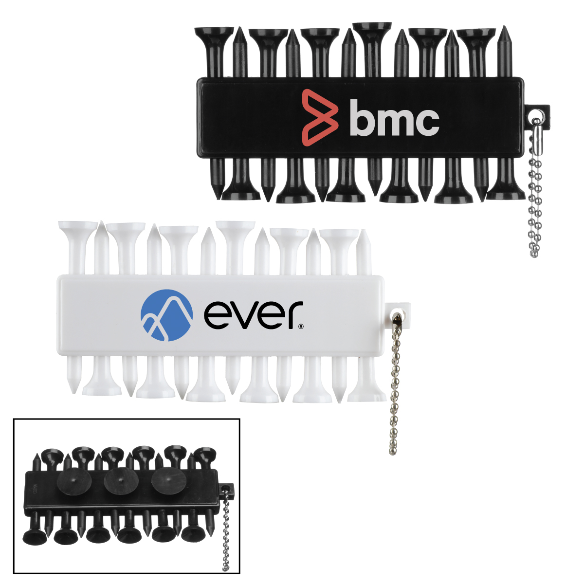 12 Plastic Golf Tee and Marker Pack w/Beaded Chain 1