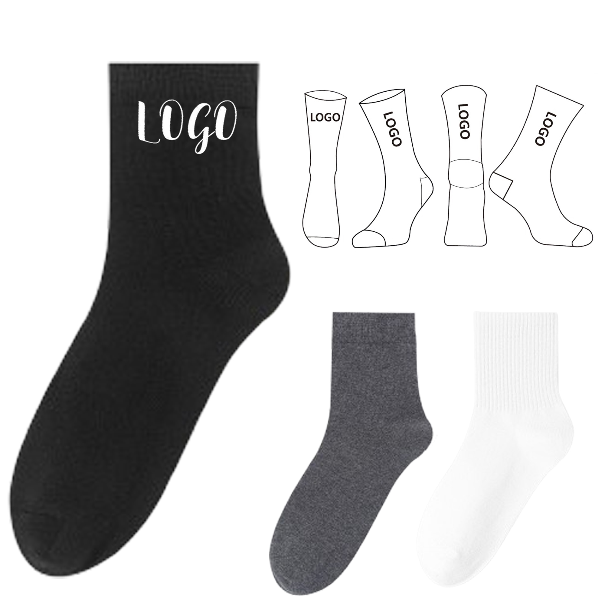 Cotton Jacquard Patterned Crew Socks 1