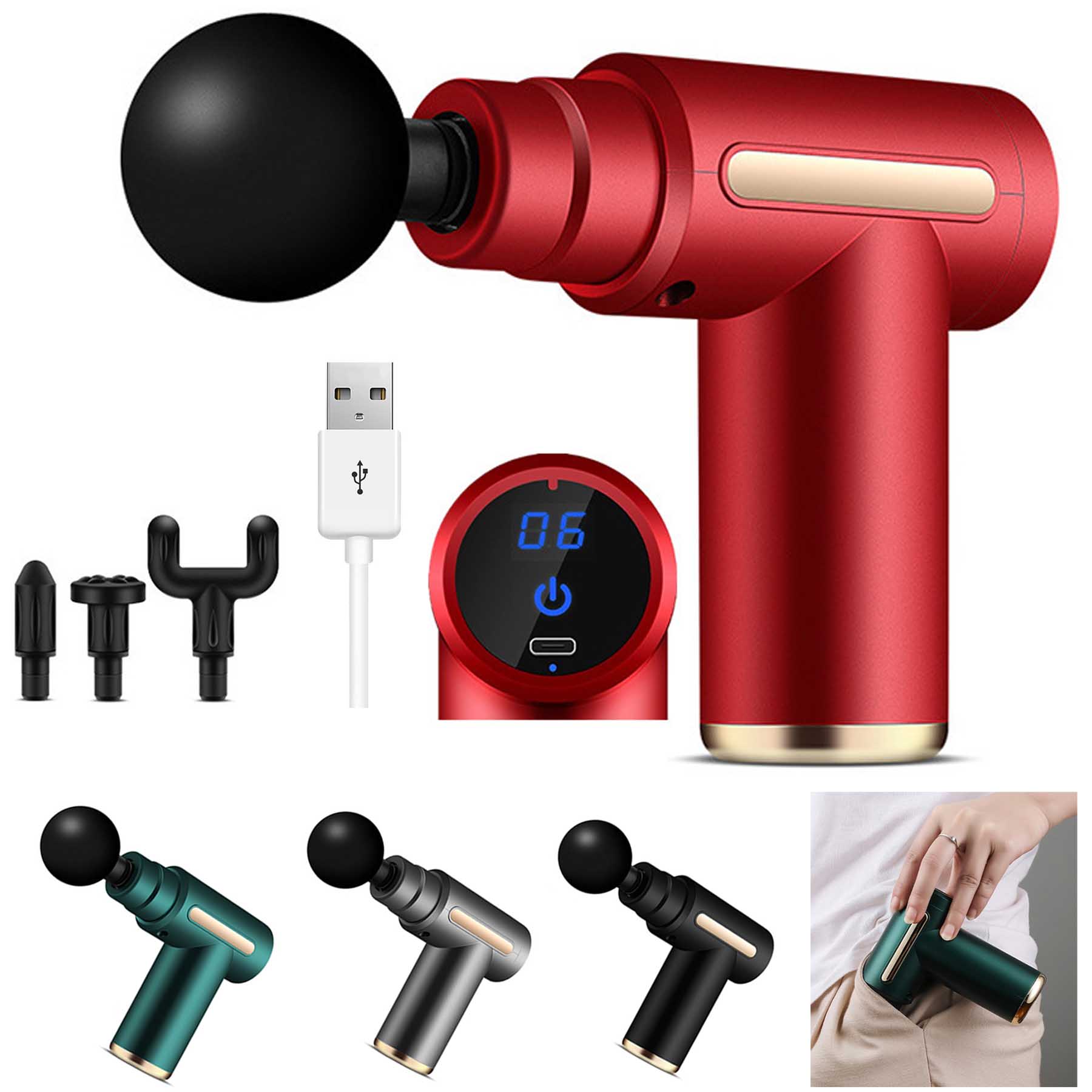 1800mah USB Rechargeable Pocket Portable MINI Gun Massagers 2