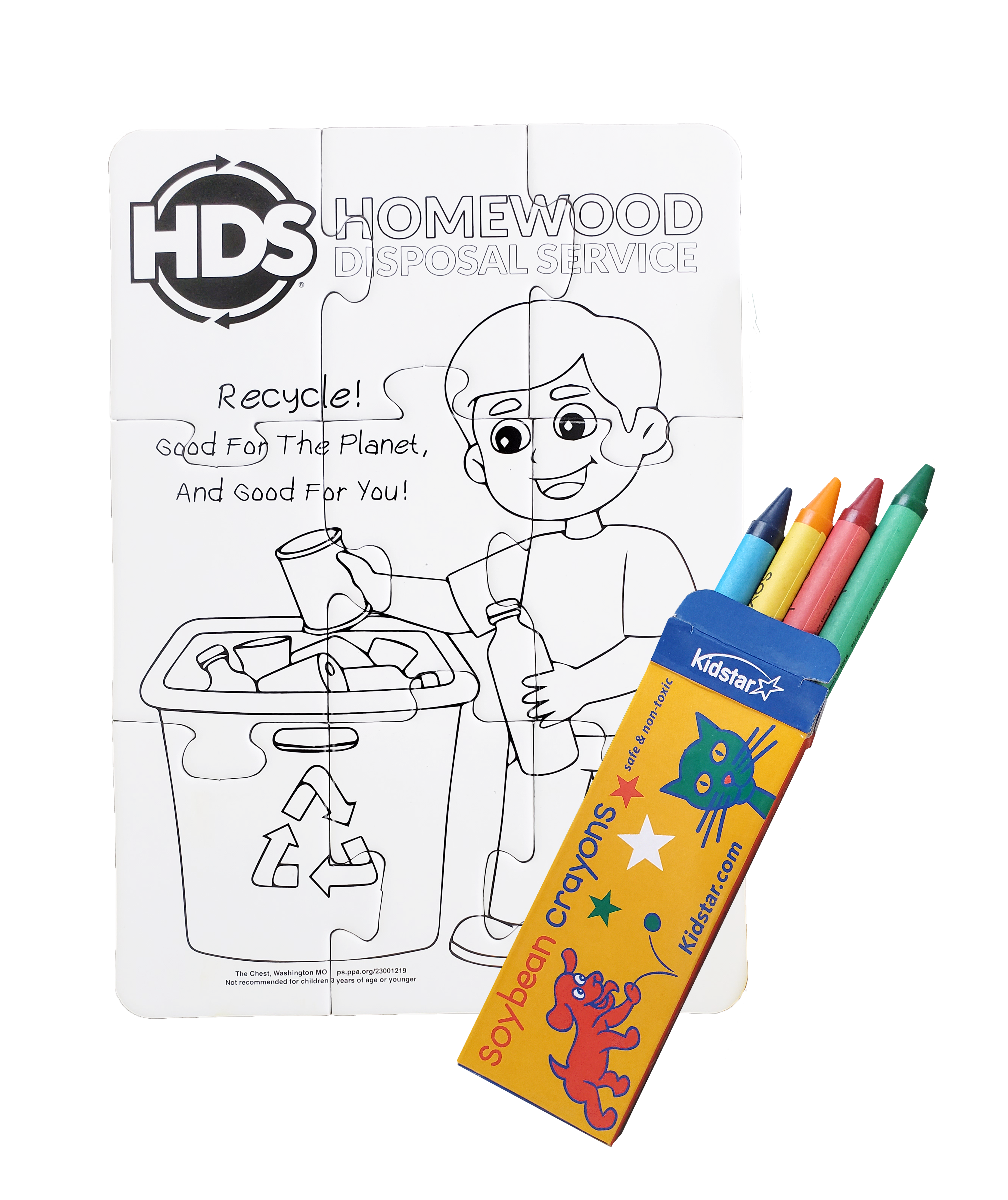 9 Pieces - 5" x 7" Coloring Puzzle - Recycle 2
