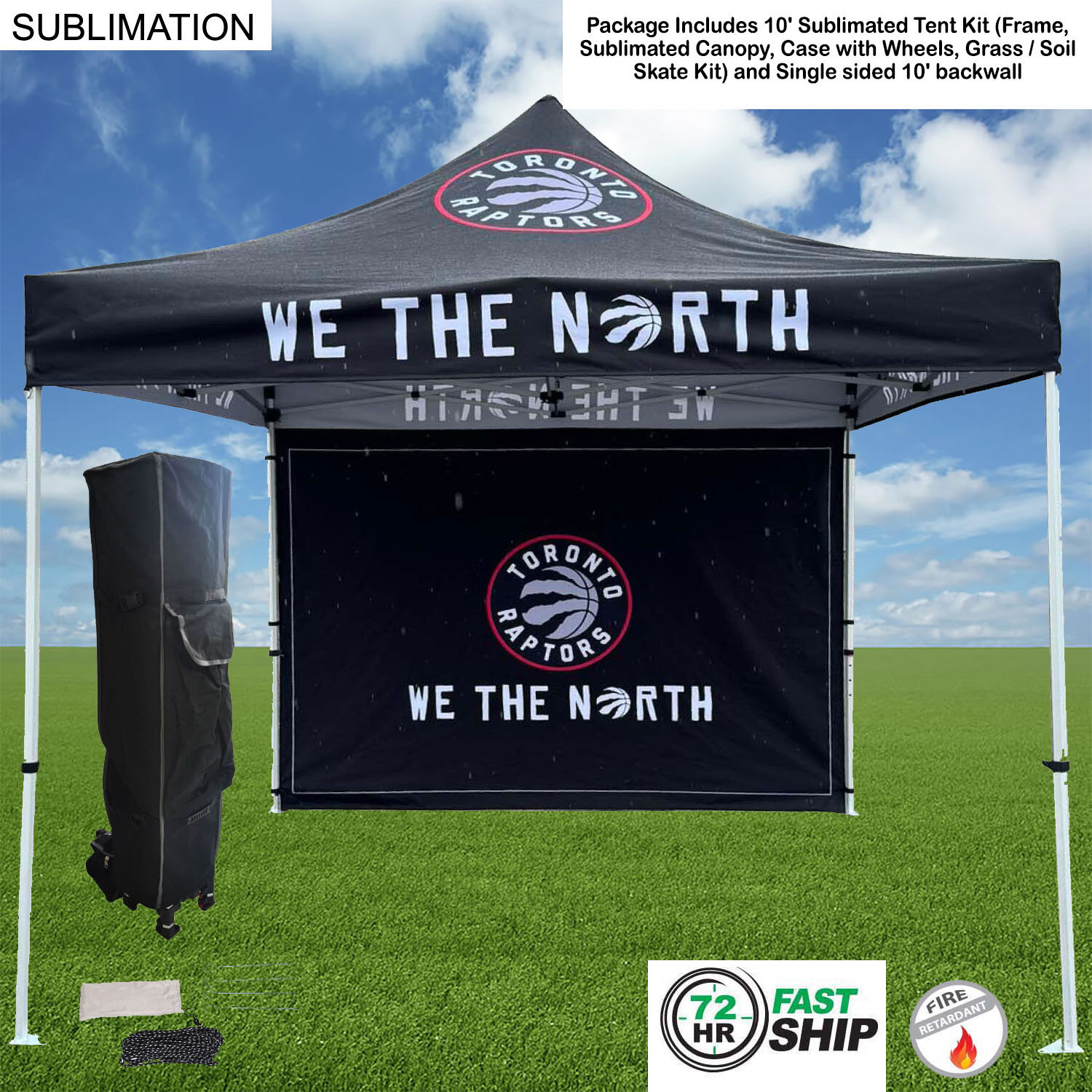 72Hr Fast Ship - Tent Backwall Package, 10' Sublimated Tent Kit and Full single sided backwall 19
