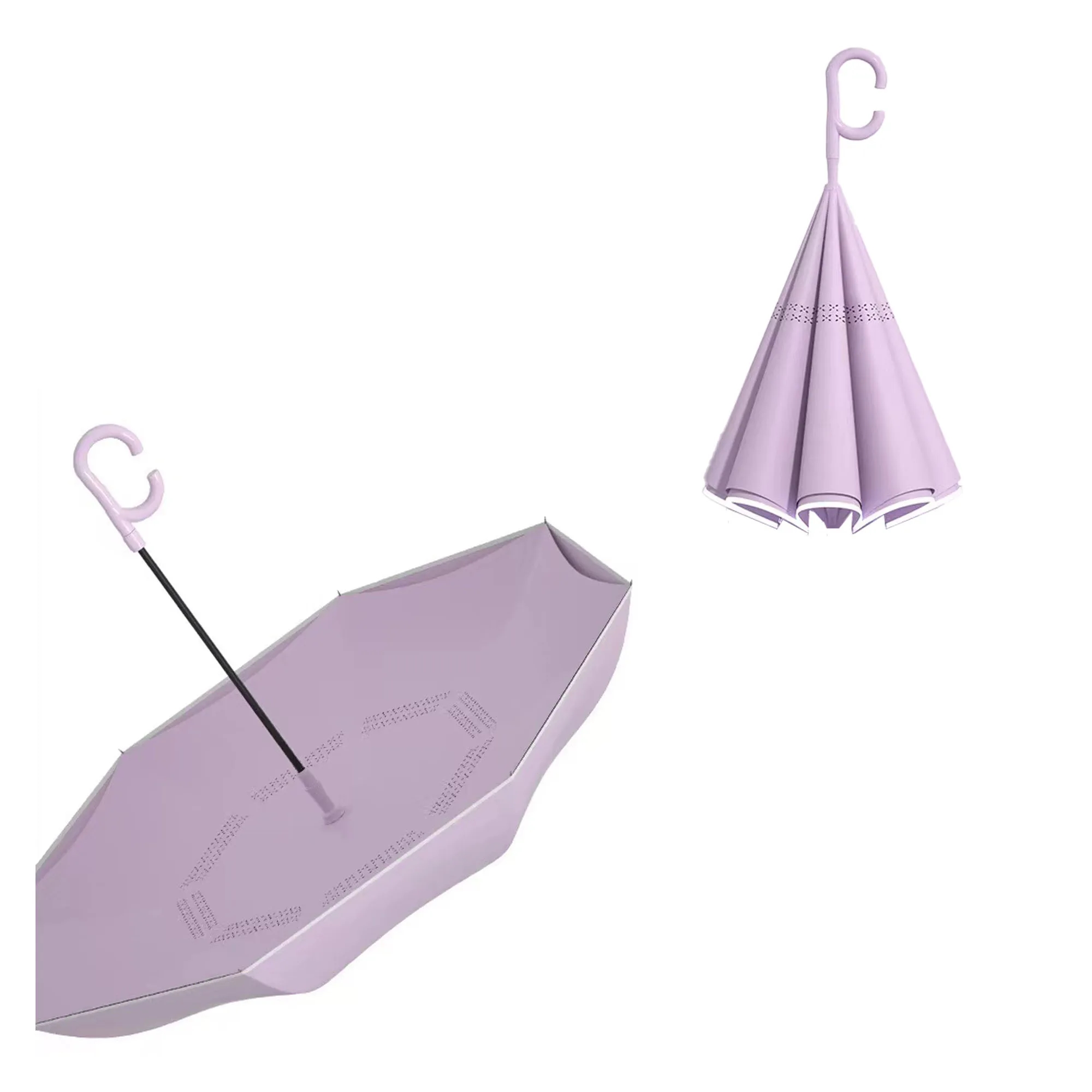 Double Layer Inverted Reverse Umbrella with C-Shaped Handle 4