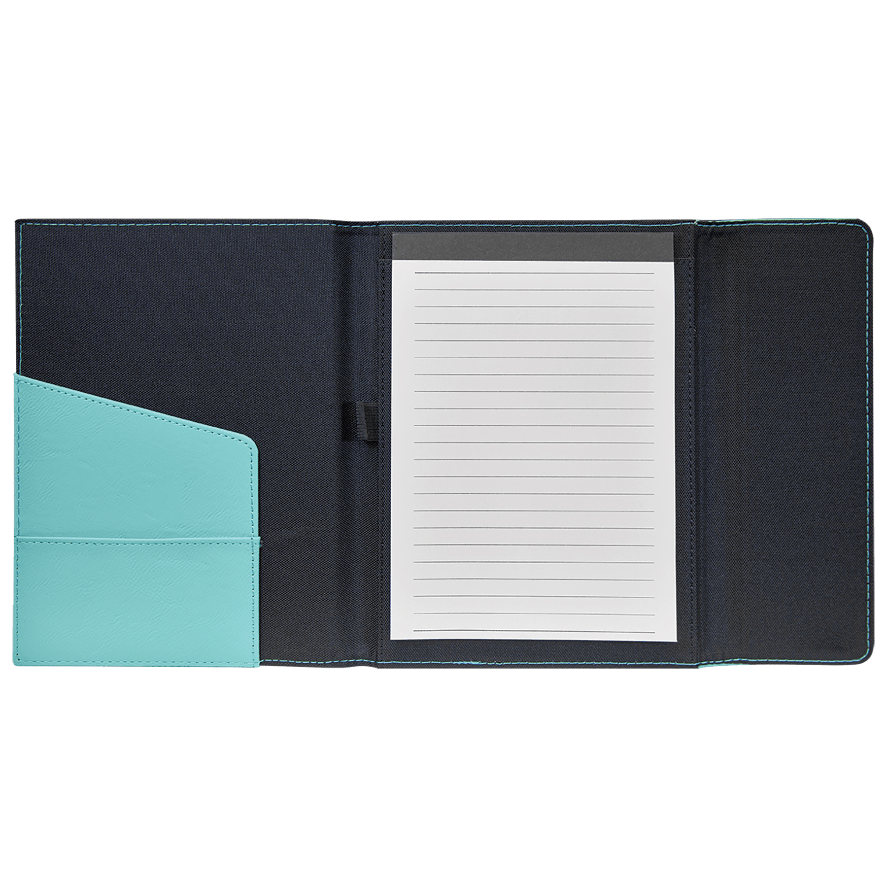 7" x 9" Teal Leatherette & Black Canvas Portfolio 2