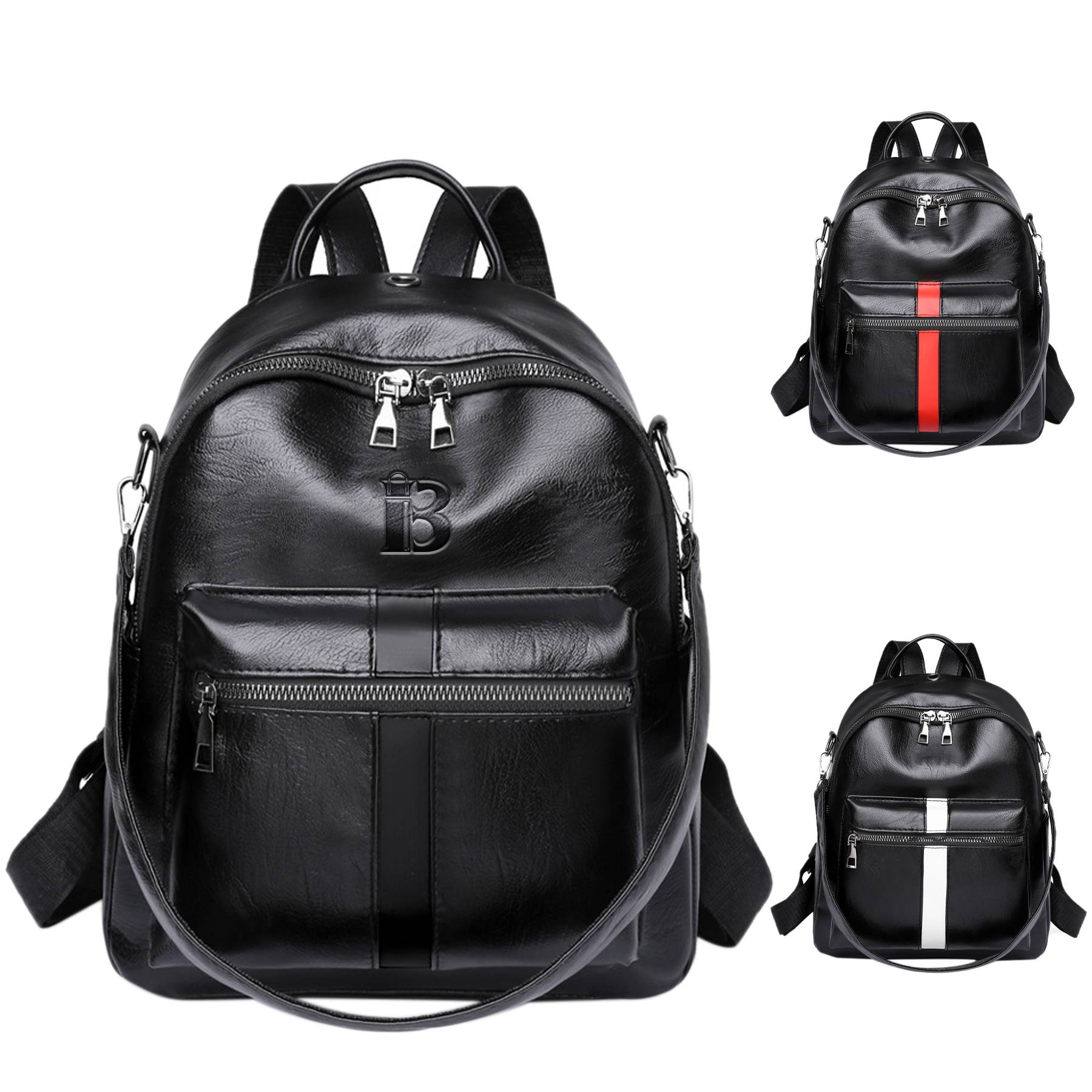 Pu Leather Black Backpack 6