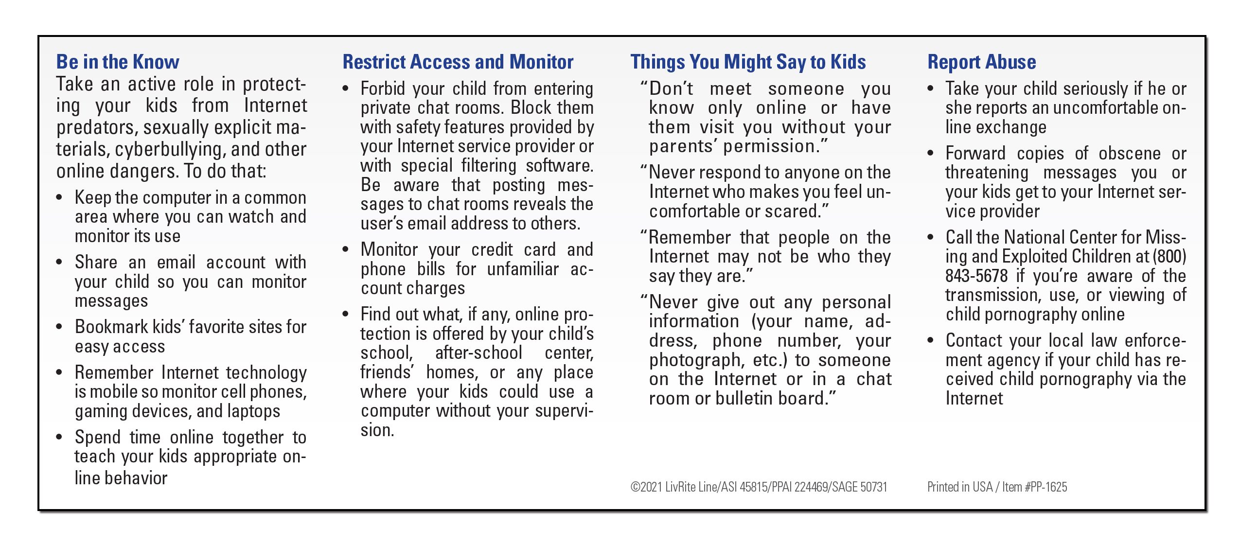 POCKET PAMPHLET - Internet Safety for Kids Pocket Pamphlet 2