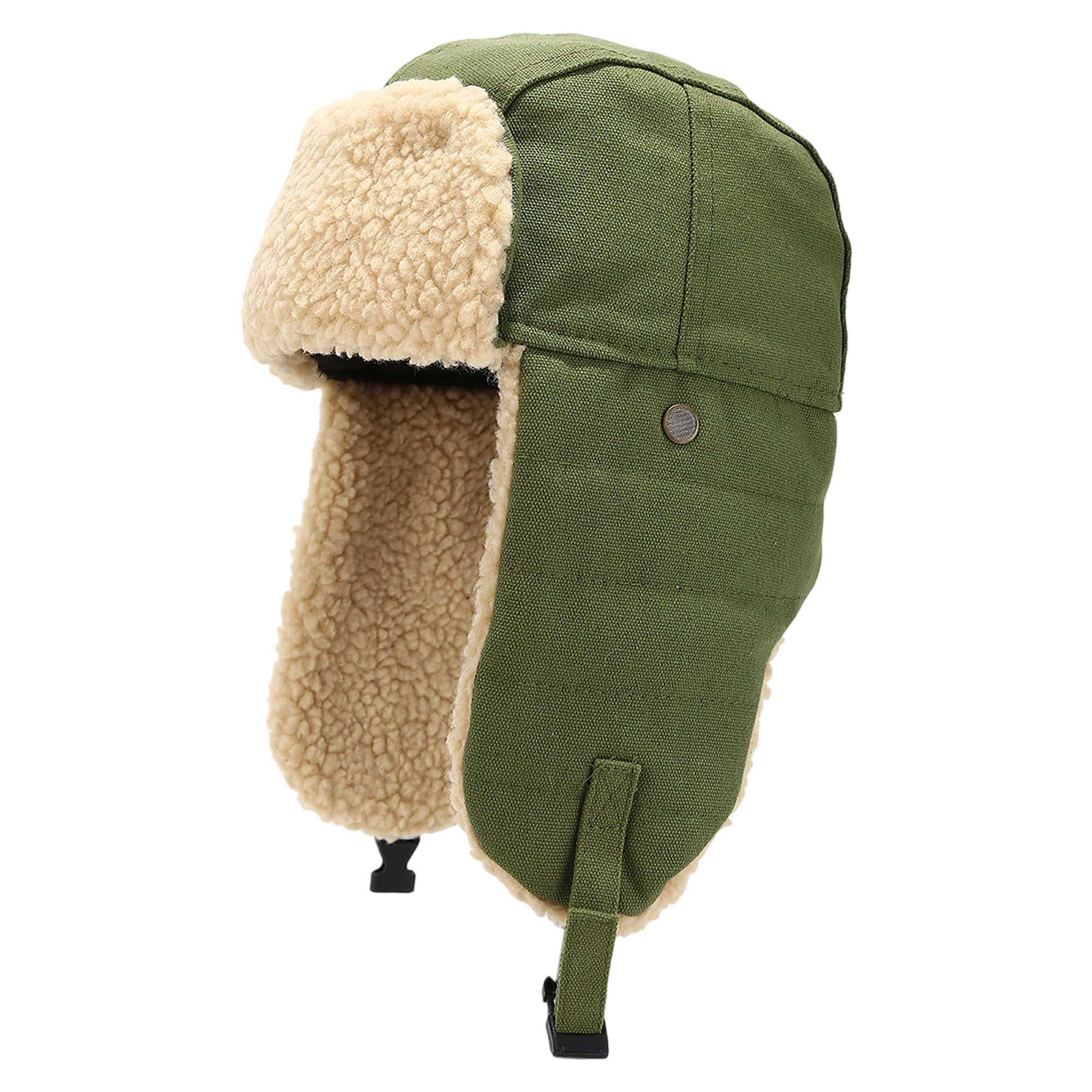 Canvas Trapper Hat With Faux Fur Liner 11.8" Length x 11" Width 2