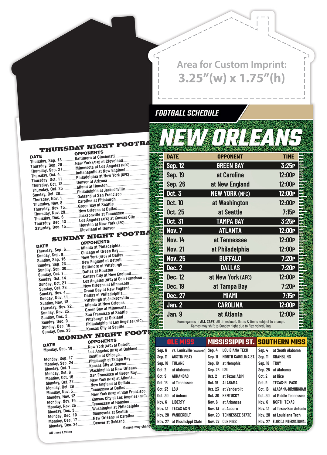 Magna-Card House Shape Magnet Football Schedules (3.5x9) 5