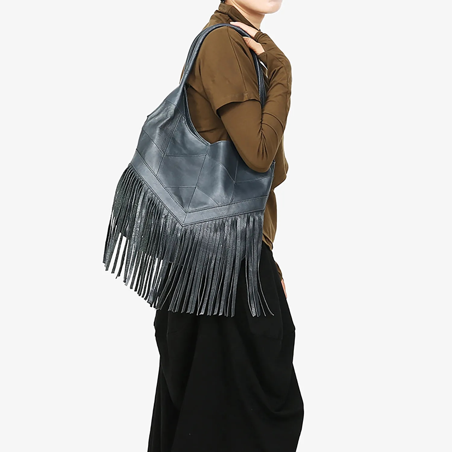 Genuine Leather Tassel Bag 11