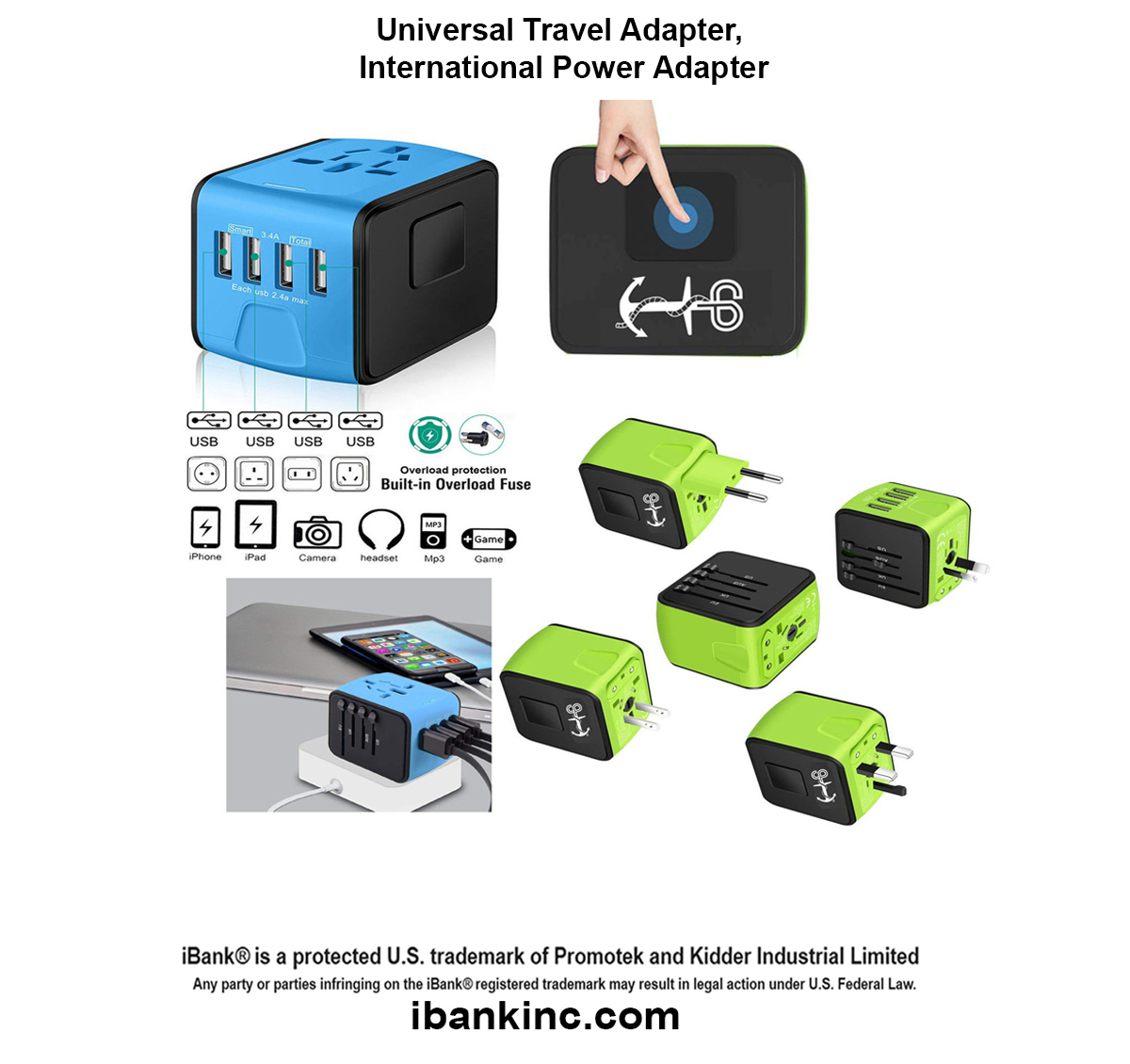 iBank ® Universal Travel Adapter, International Power Adapter 2