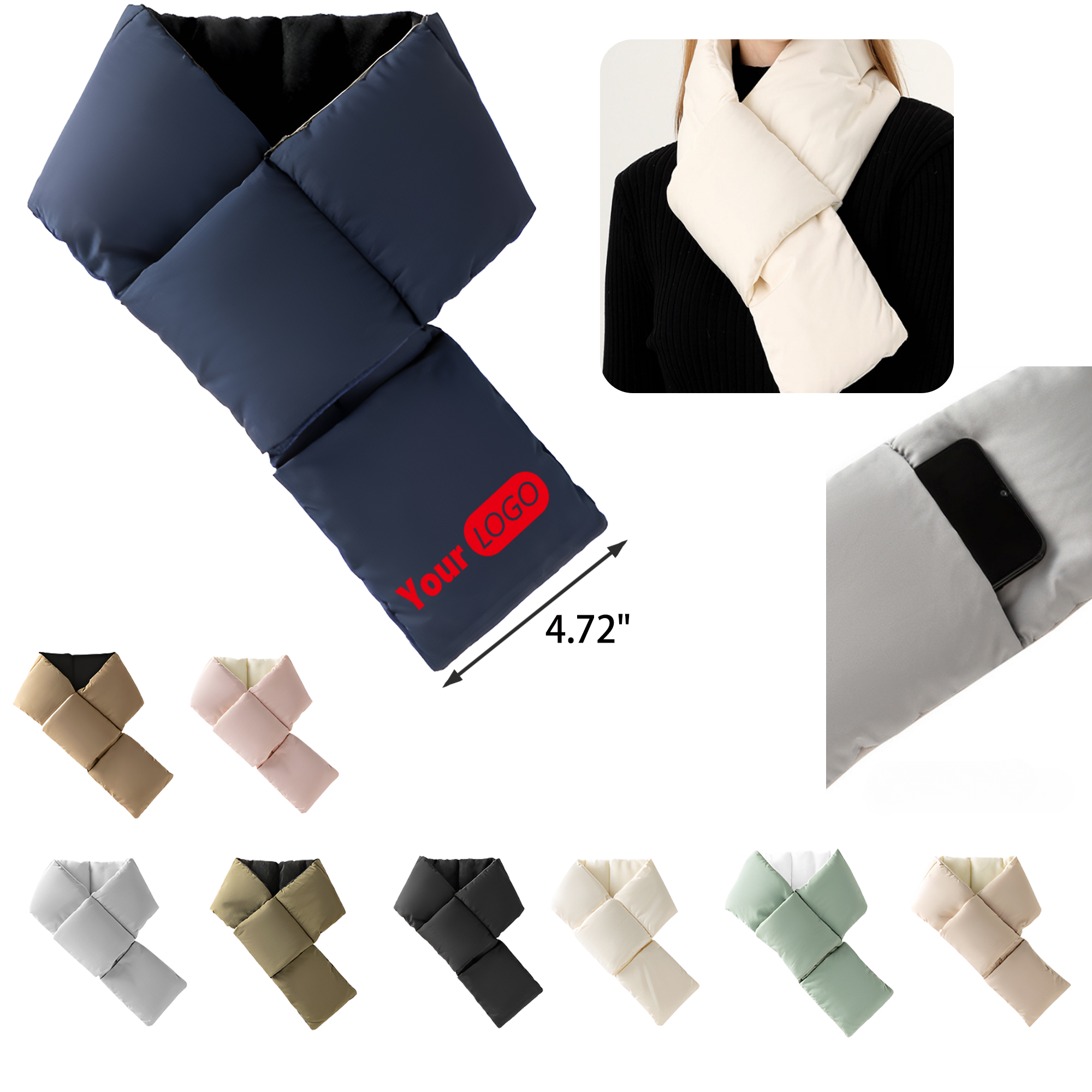 MOQ 50 PCS Puffer Thick Winter Scarf 3