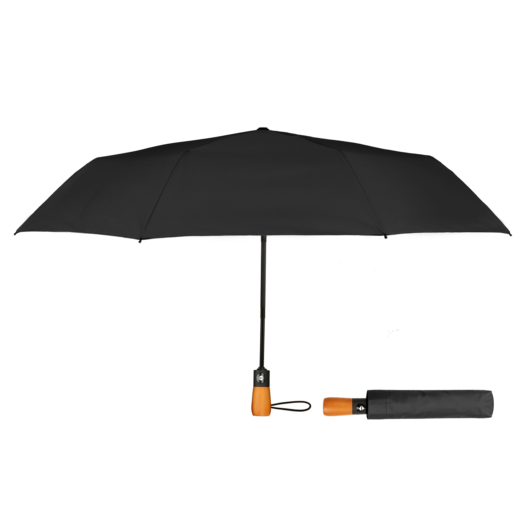 46" Arc Auto Open Wooden Handle Folding Umbrella 7