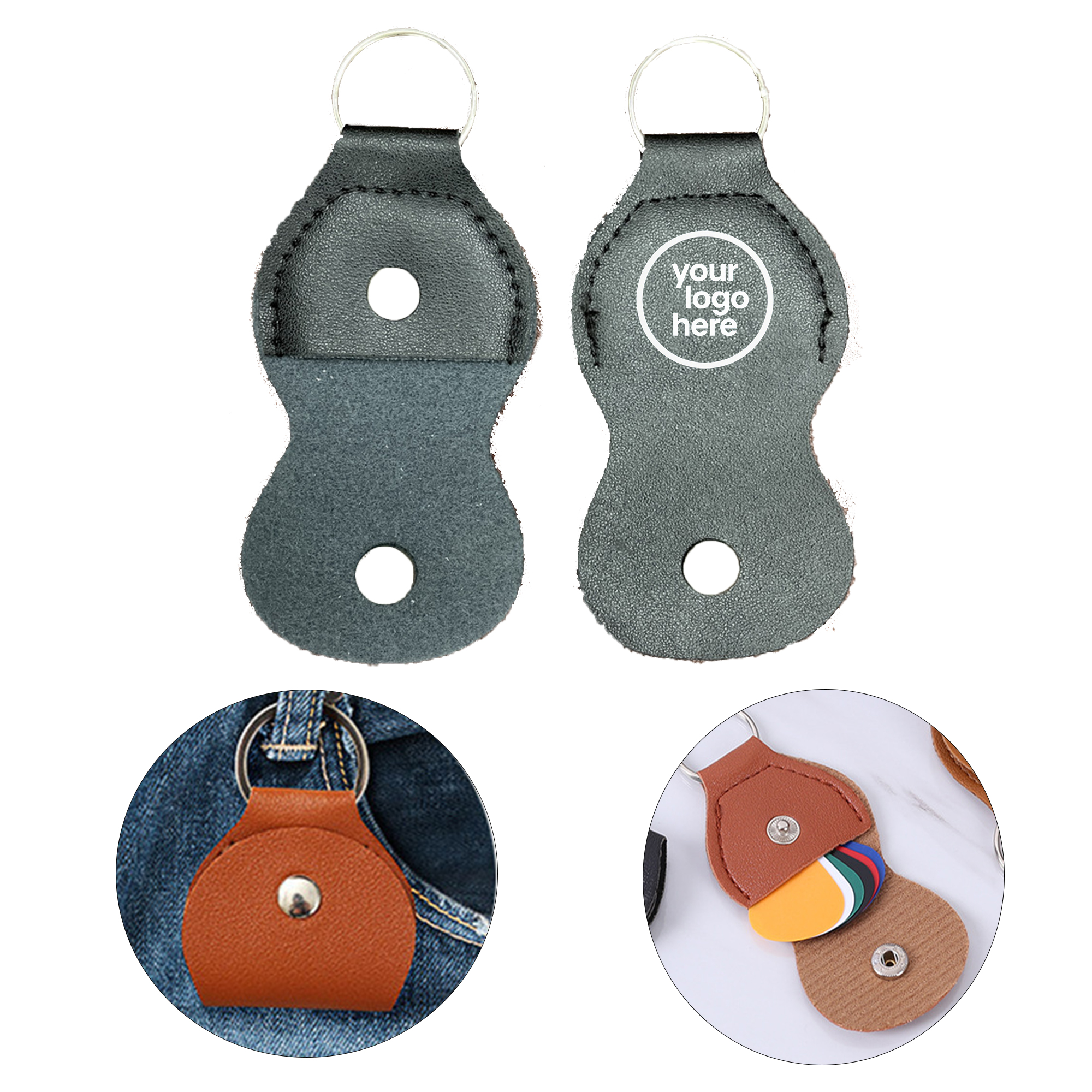 MOQ:20pcs Handmade Leather Pick Fob 3