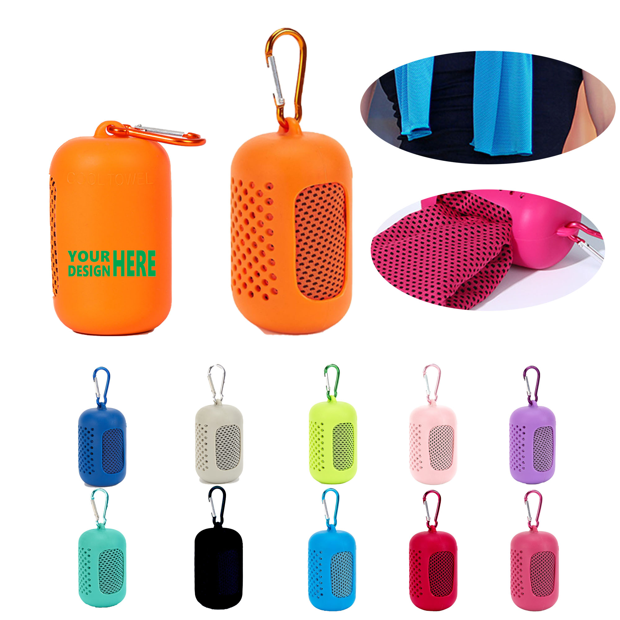 Ice Silk Cooling Towel with Silicone Case 2