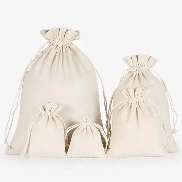 6" x 4" Natural Cotton Drawstring Pouch 4
