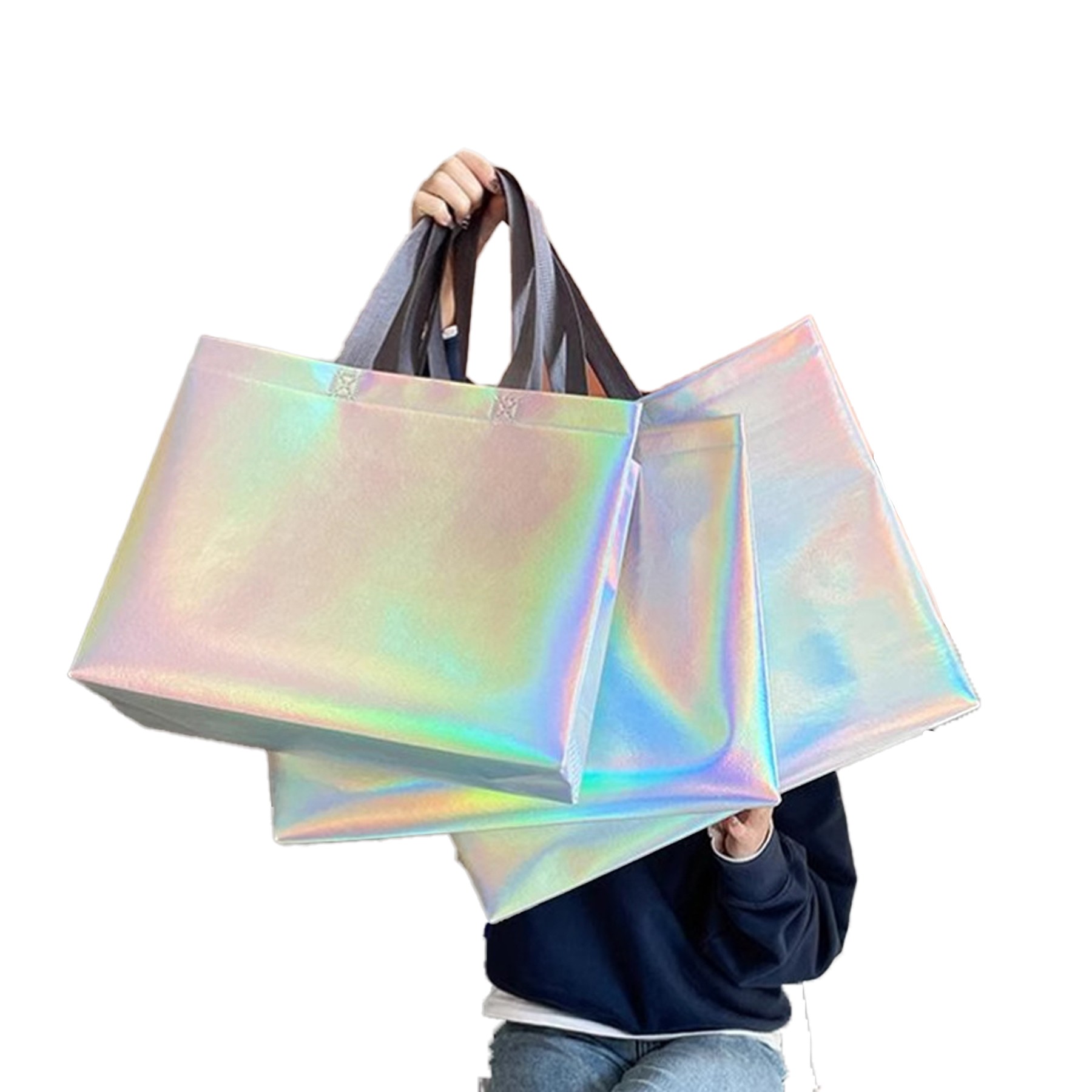 Glossy Reusable Laser Dazzle Laminating Grocery Bags 1