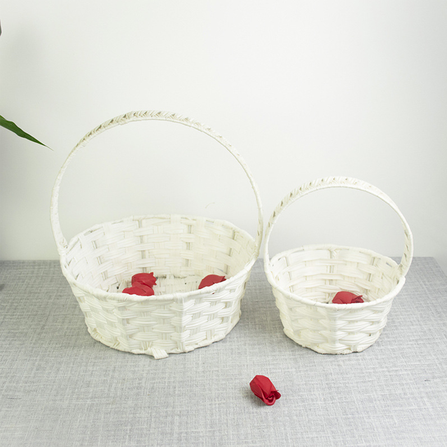 Rustic Style Small white Children Handheld Flower pvc Basket 11