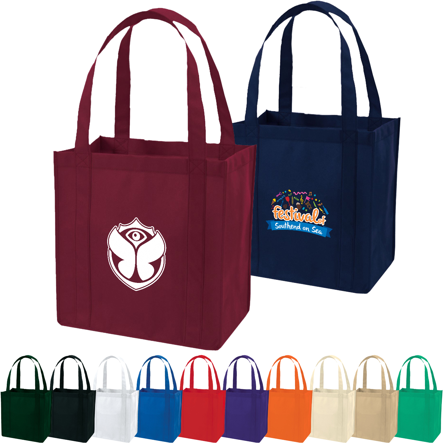 Non-Woven Shopping Tote Bag W/ Gusset & Plastic Bottom USA Decorated (12.5" x 13.5" x 8.5") 3