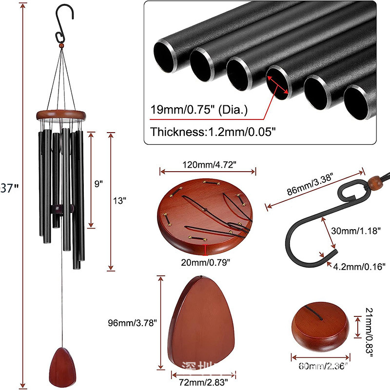 37 Inch Aluminum Tubes Six-tube wind chimes 4