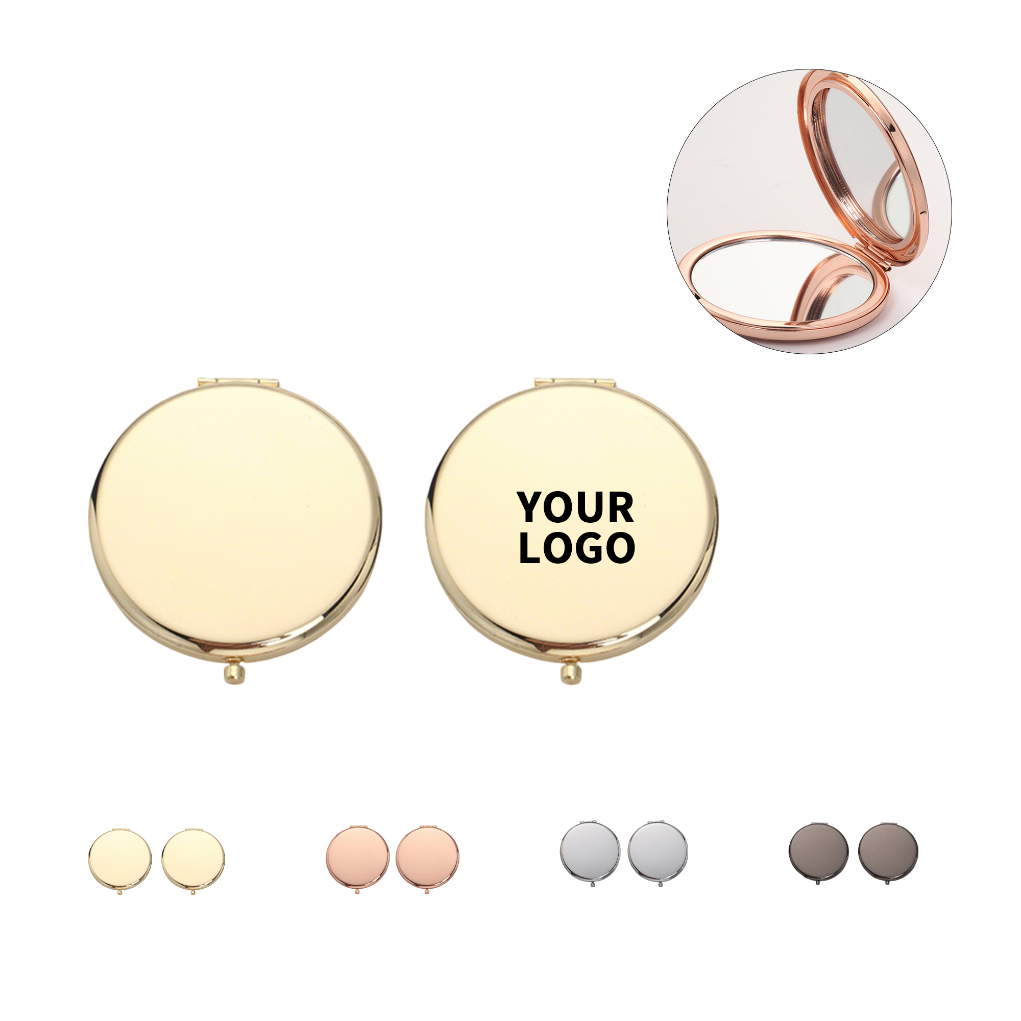 Metal Glass Compact Makeup Mirror, custom ruler with logo imprint 3